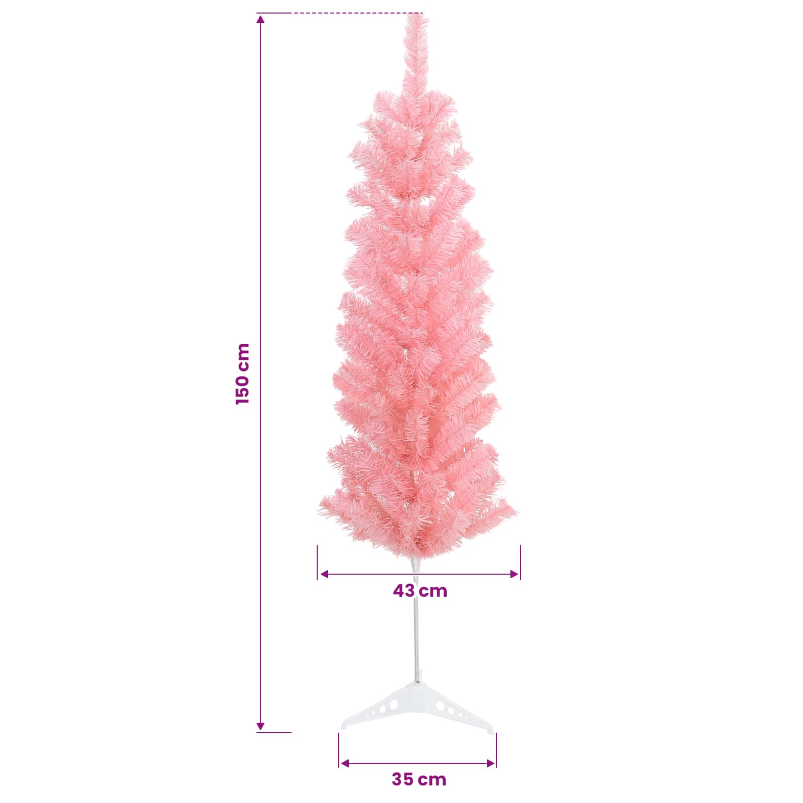 Artificial Slim Christmas Tree 150 cm 150 LEDs Warm White