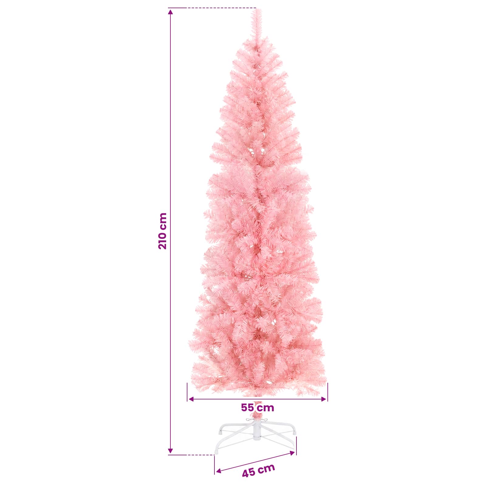 Artificial Slim Christmas Tree 210 cm 300 LEDs Warm White