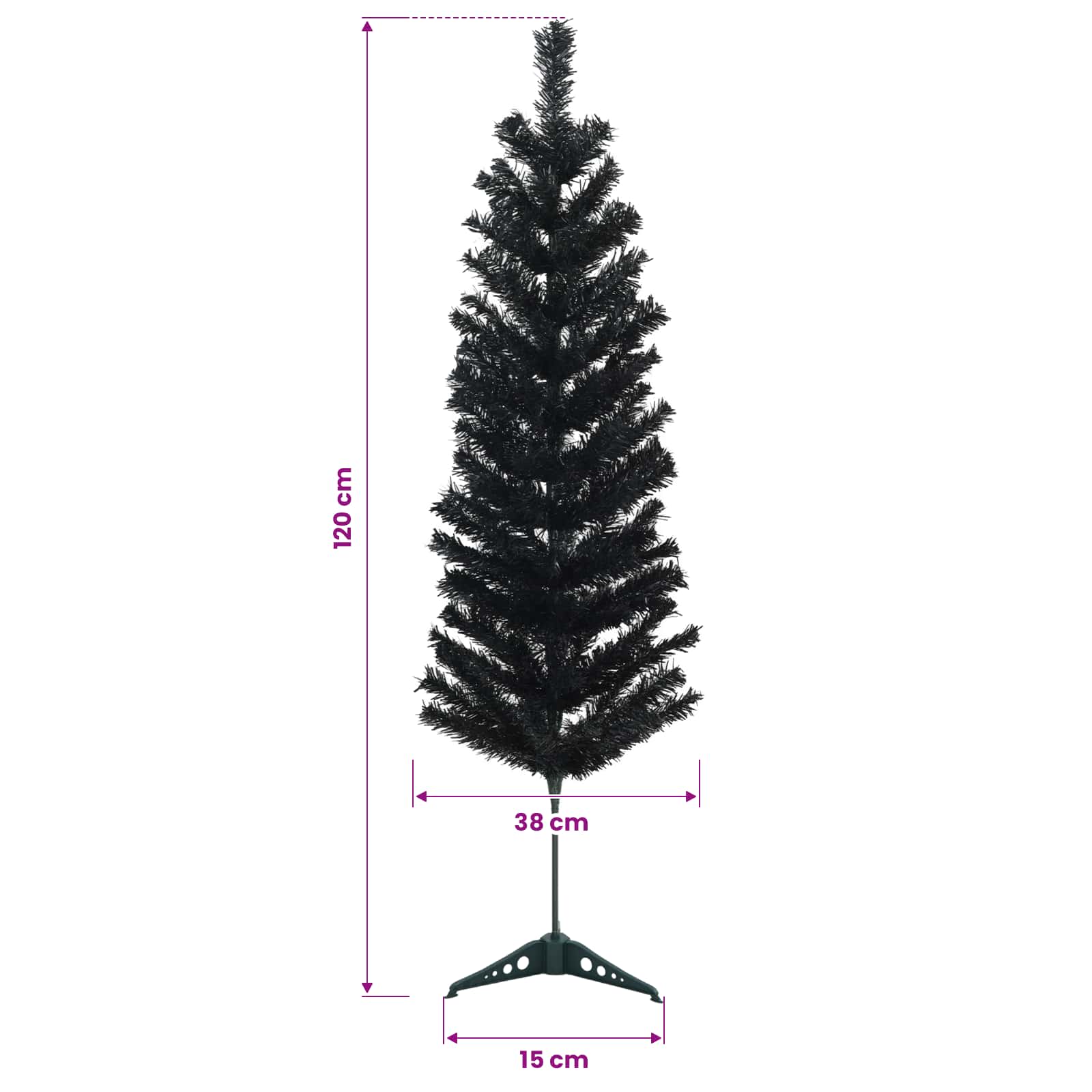 Artificial Slim Christmas Tree 120 cm 150 LEDs Warm White
