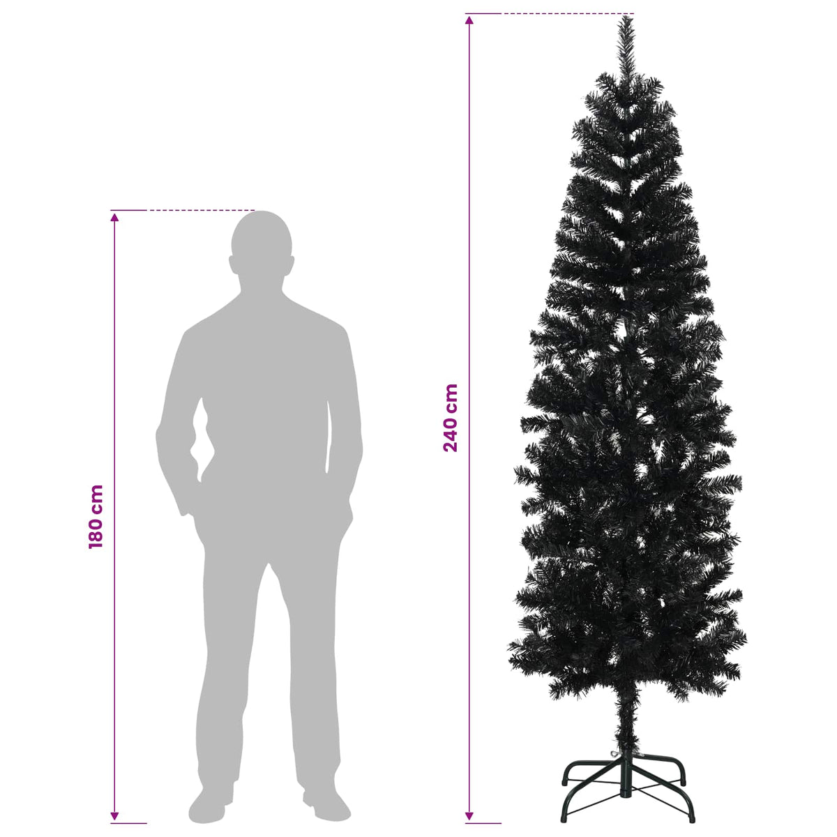 Artificial Slim Christmas Tree 240 cm 300 LEDs Warm White