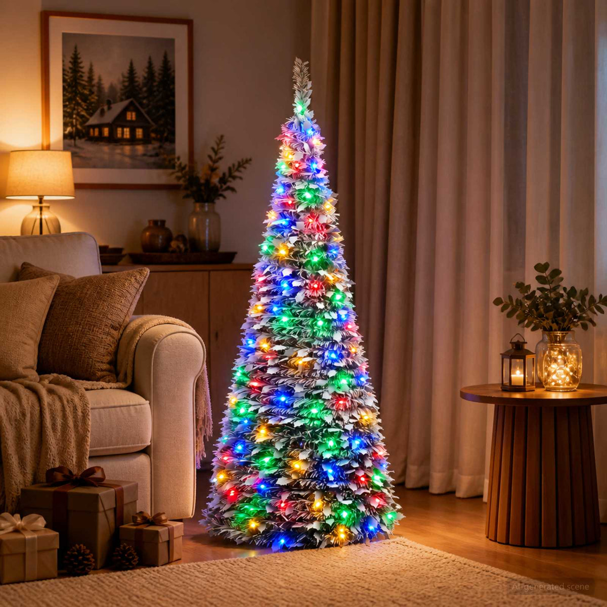 Pop-up LED Christmas Tree 150 cm 100 LEDs PVC Green and white