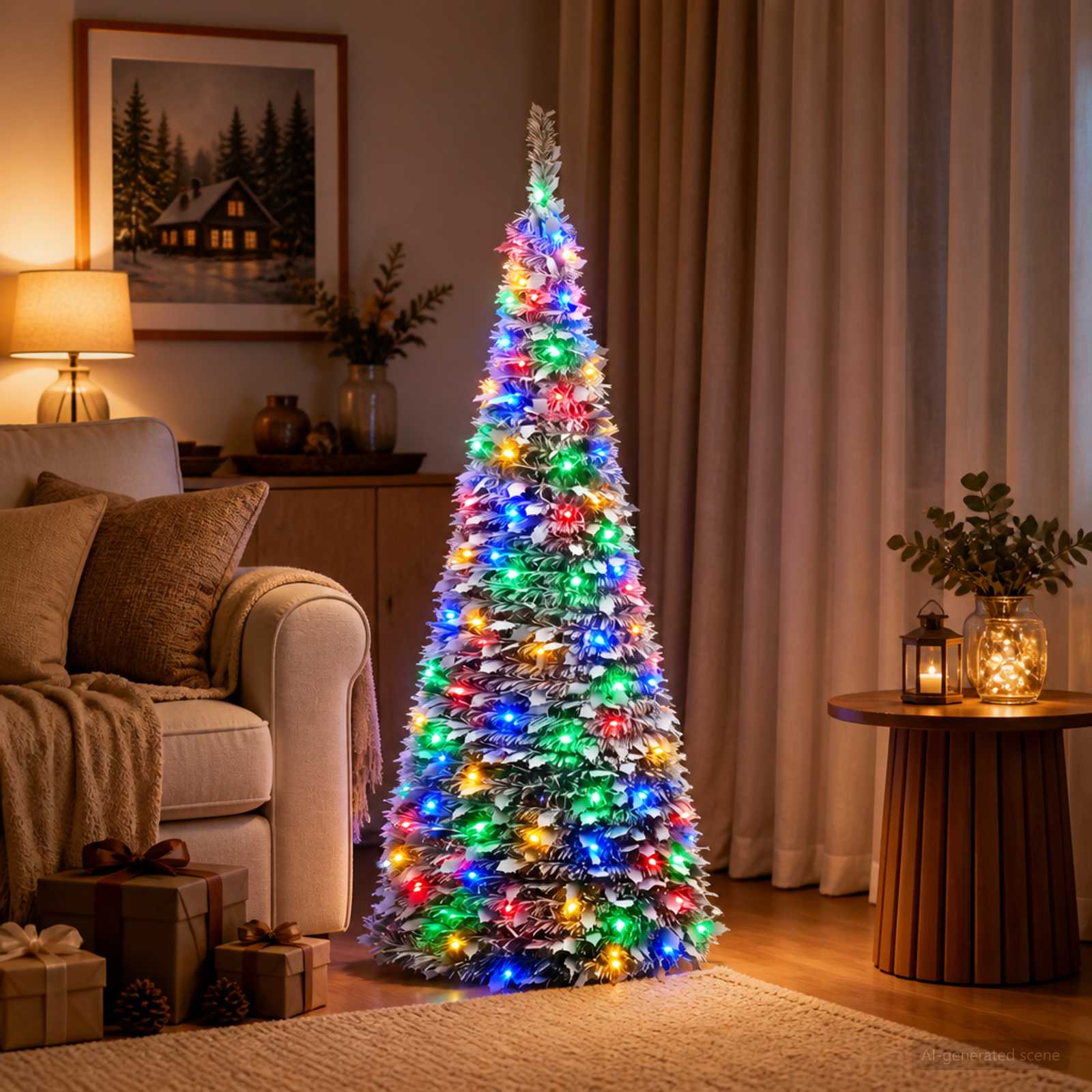 Pop-up LED Christmas Tree 150 cm 100 LEDs PVC Green and white