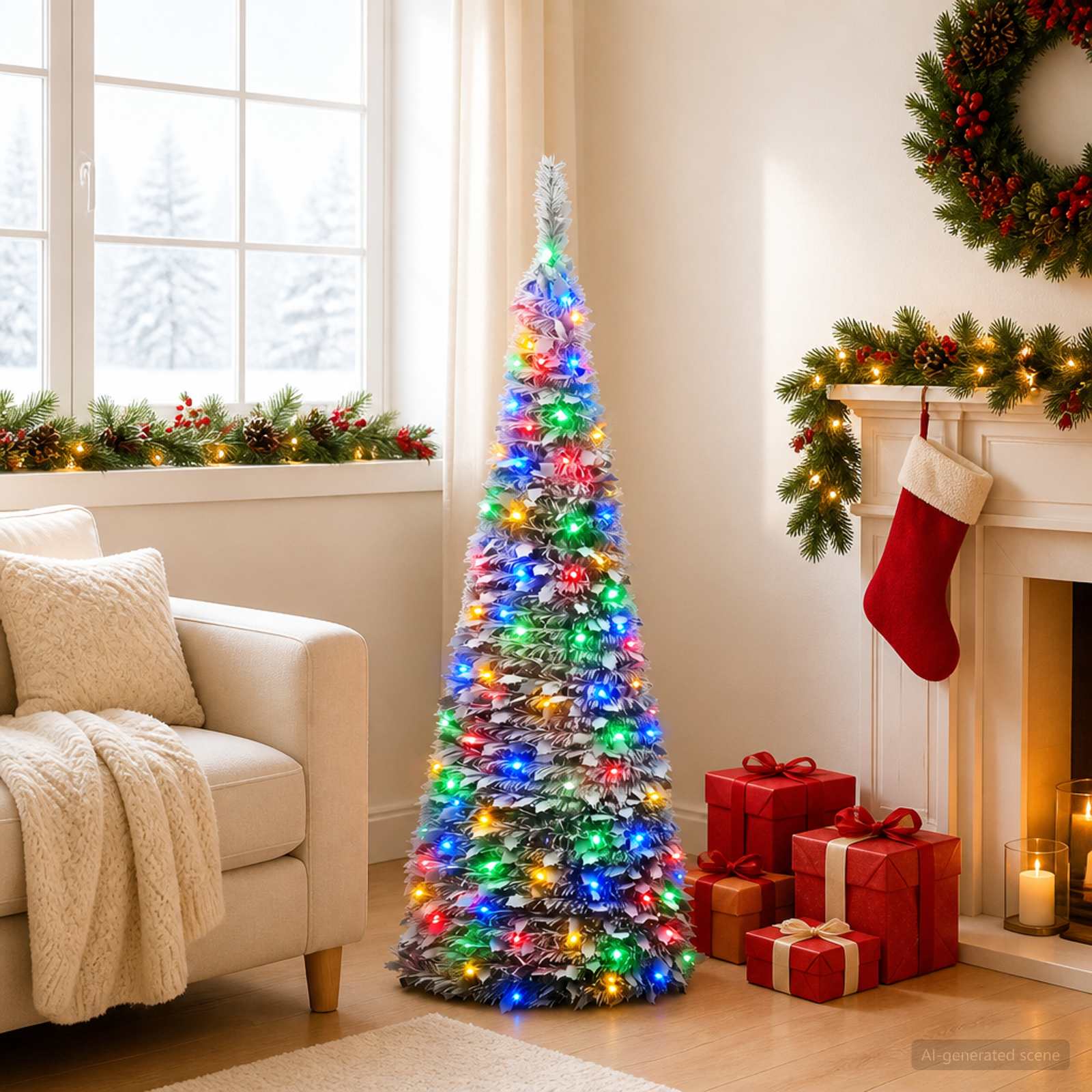 Pop-up LED Christmas Tree 120 cm 50 LEDs PVC Green and white