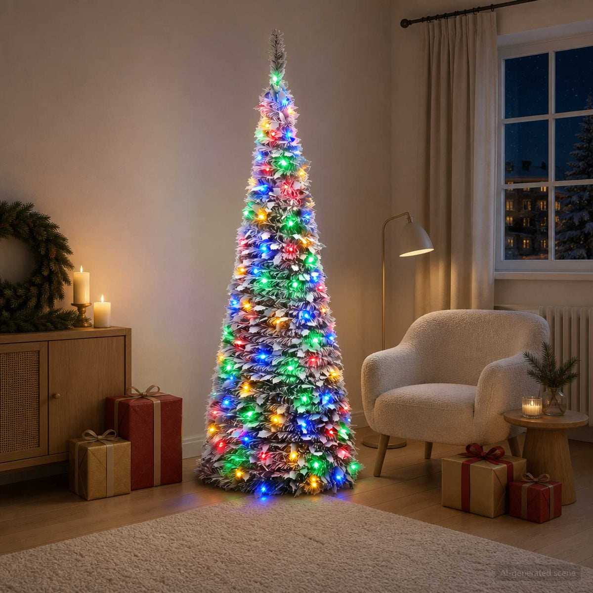 Pop-up LED Christmas Tree 210 cm 200 LEDs PVC Green and white