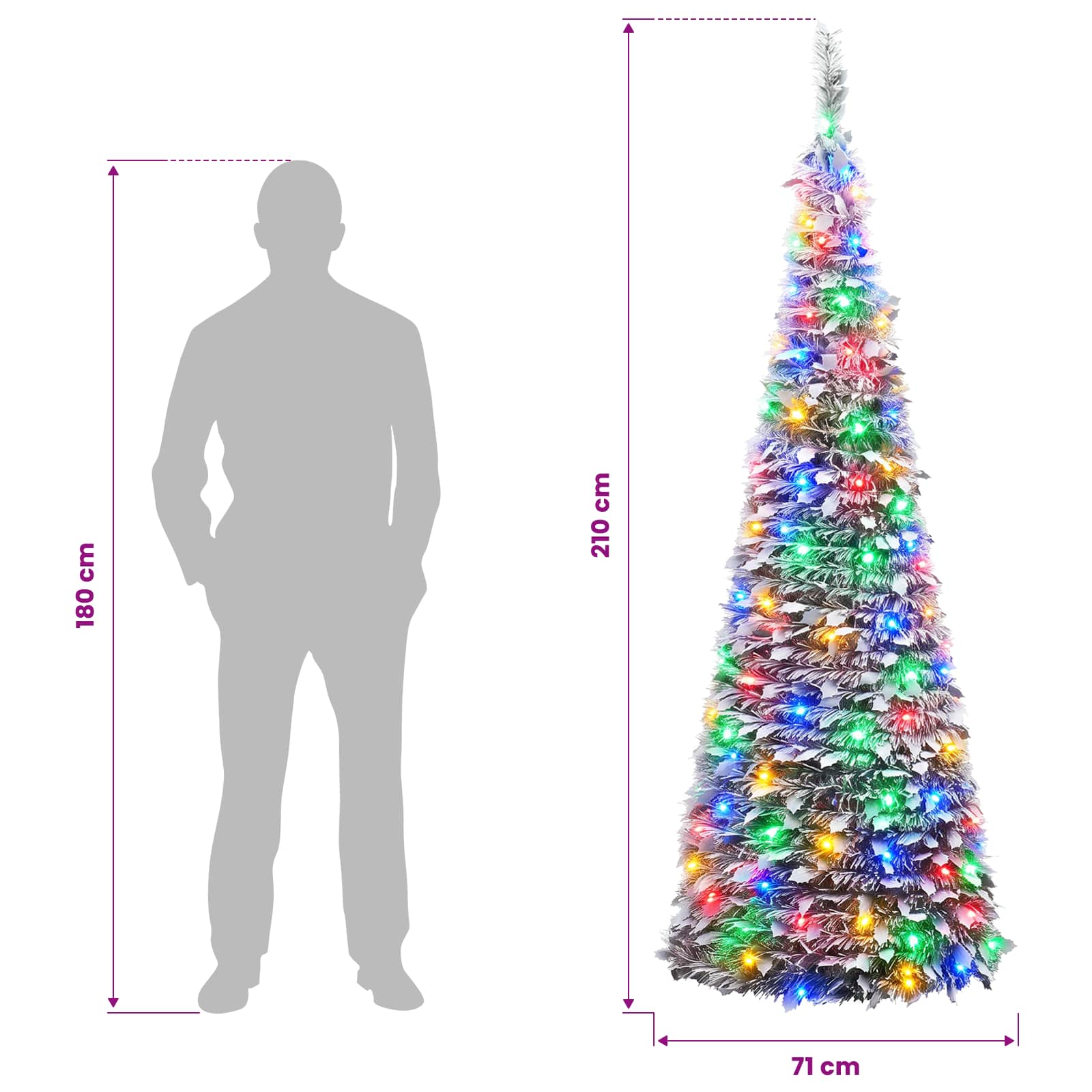 Pop-up LED Christmas Tree 210 cm 200 LEDs PVC Green and white