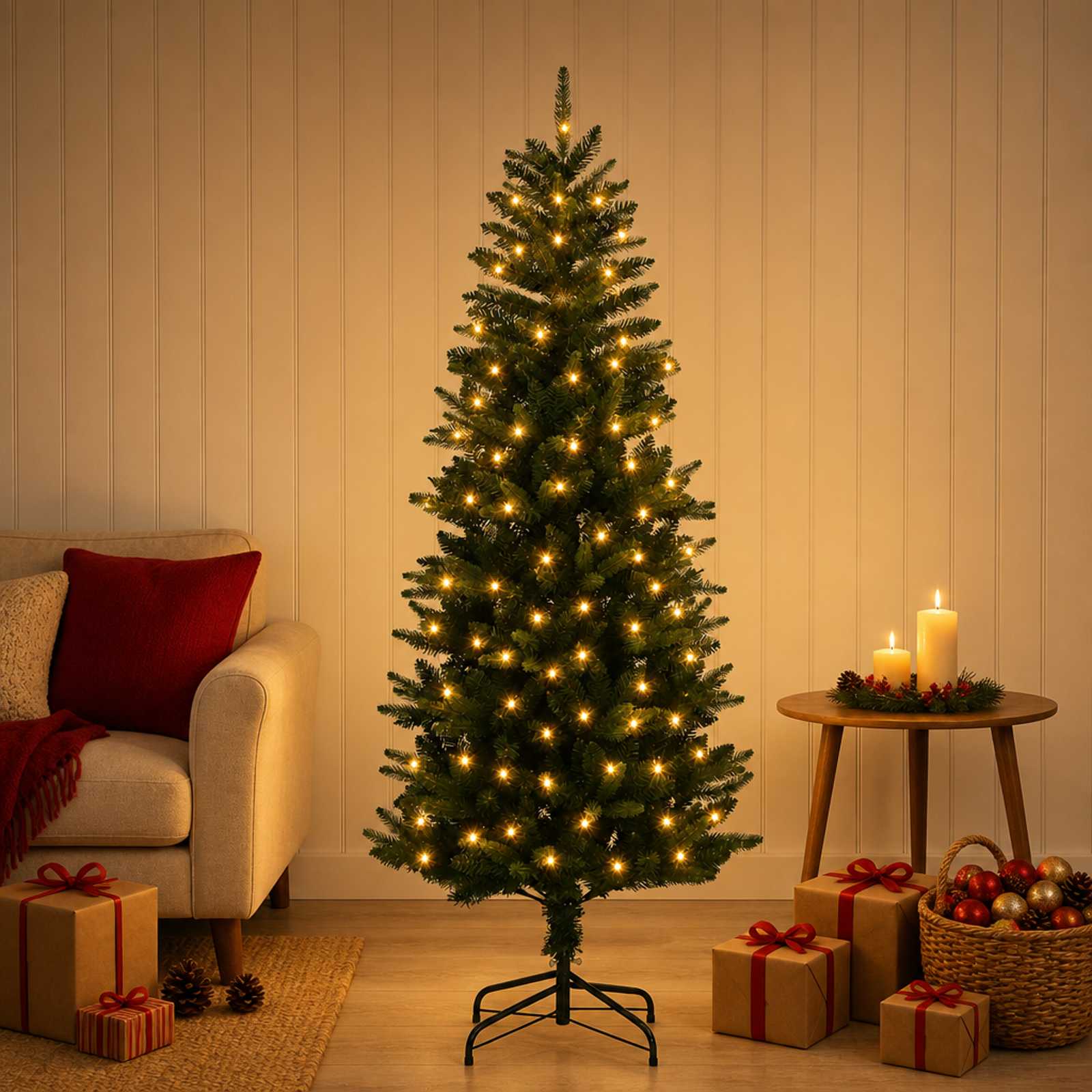 Artificial Hinged Christmas Tree 150 cm 150 LEDs Warm White