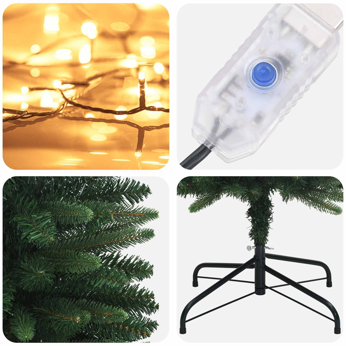 Artificial Slim Christmas Tree 150 cm 150 LEDs Warm White