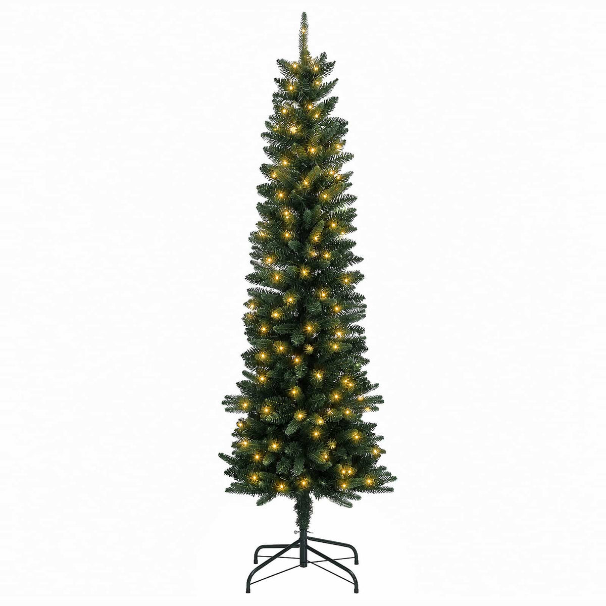 Artificial Slim Christmas Tree 150 cm 150 LEDs Warm White