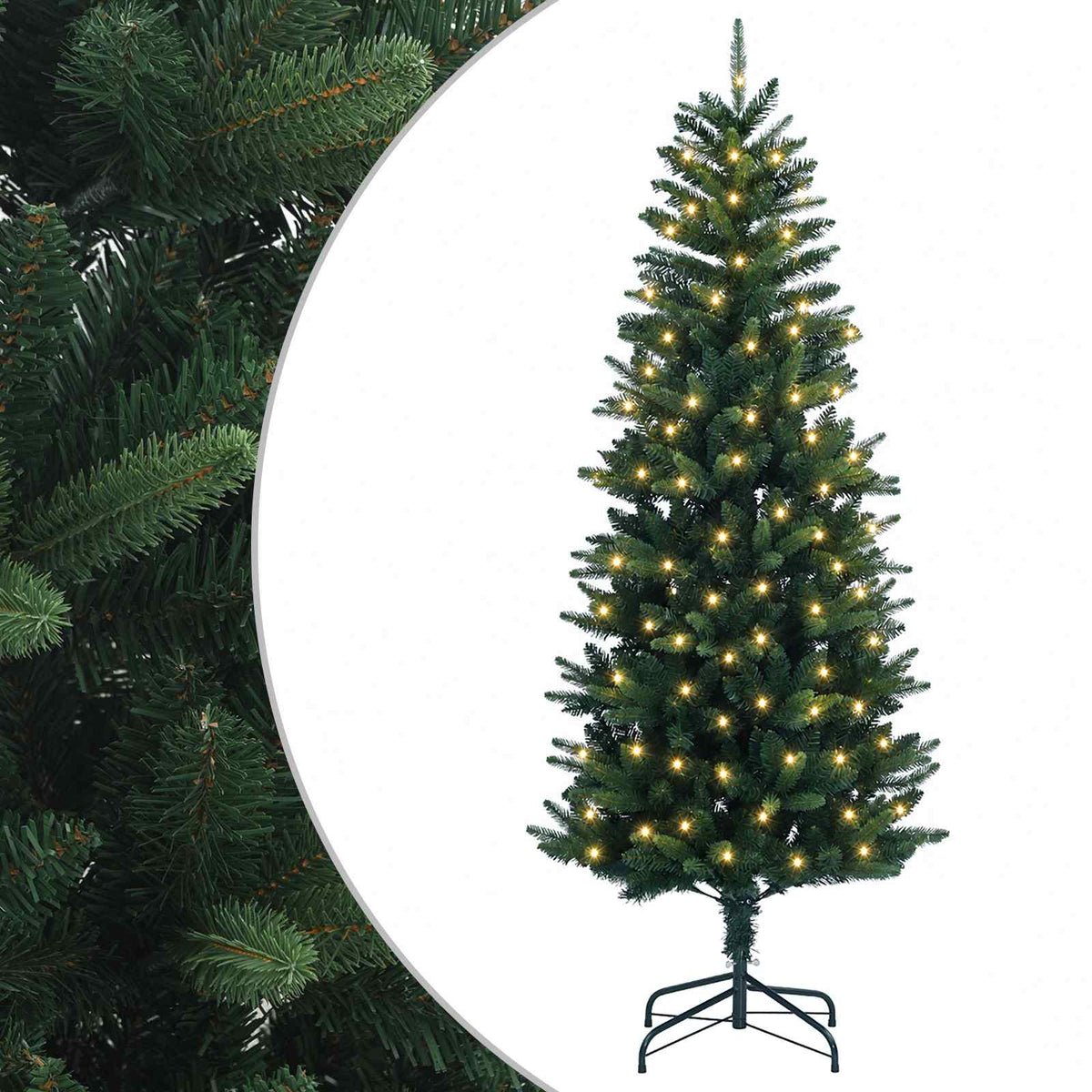 Artificial Hinged Christmas Tree 180 cm 300 LEDs Warm White