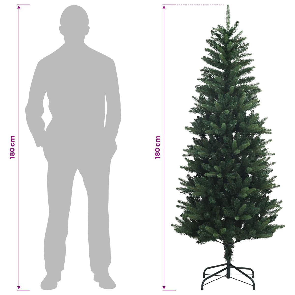 Artificial Hinged Christmas Tree 180 cm 300 LEDs Warm White