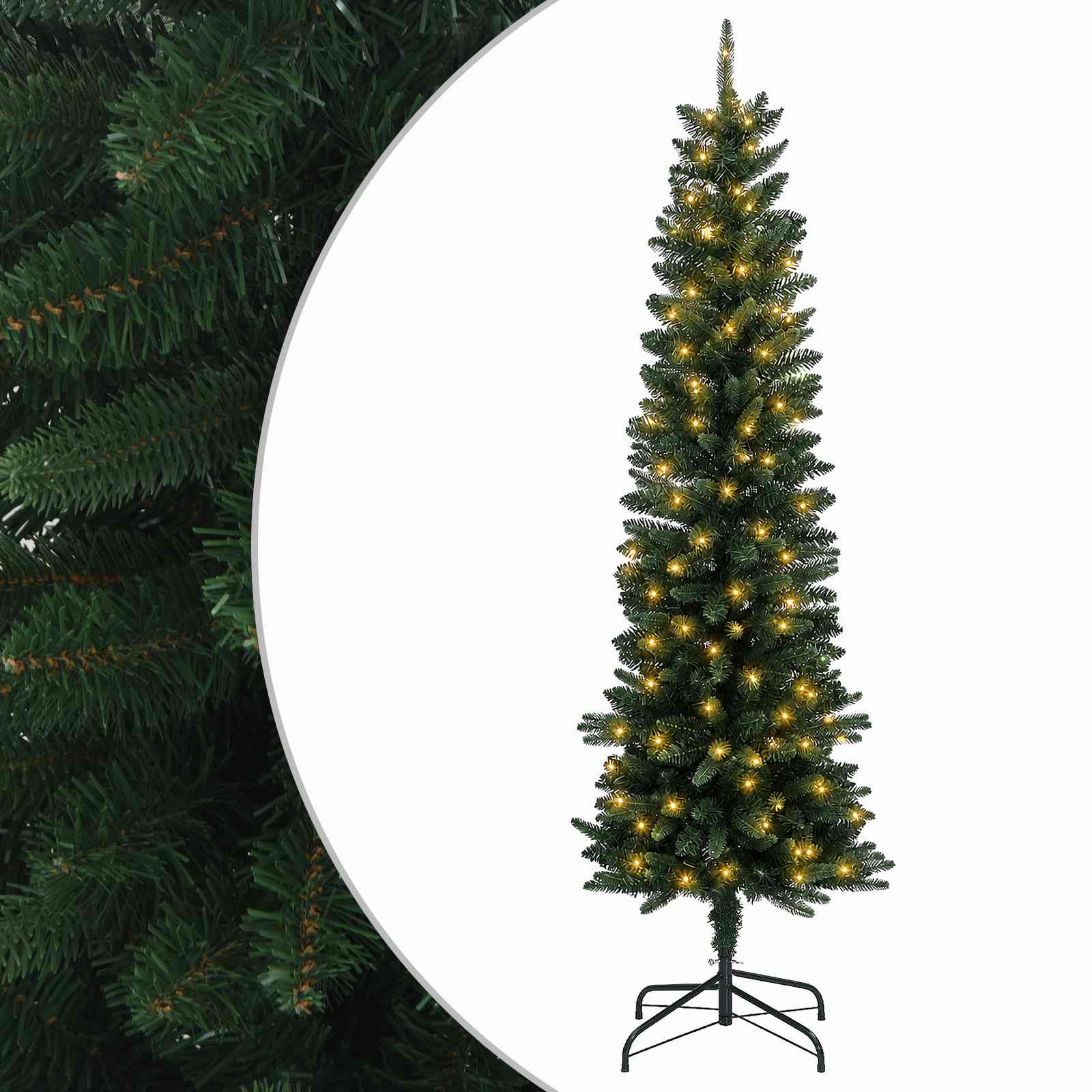 Artificial Slim Christmas Tree 180 cm 300 LEDs Warm White