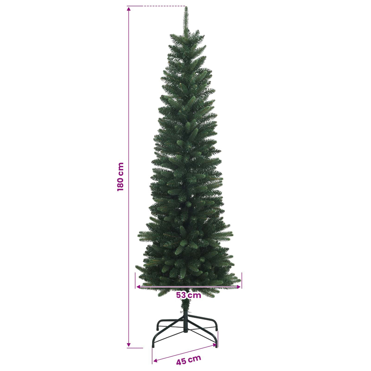 Artificial Slim Christmas Tree 180 cm 300 LEDs Warm White