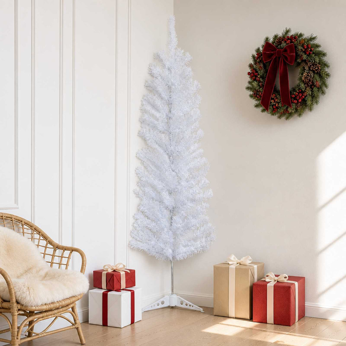 Artificial Slim Christmas Tree 120 cm PVC and Steel White