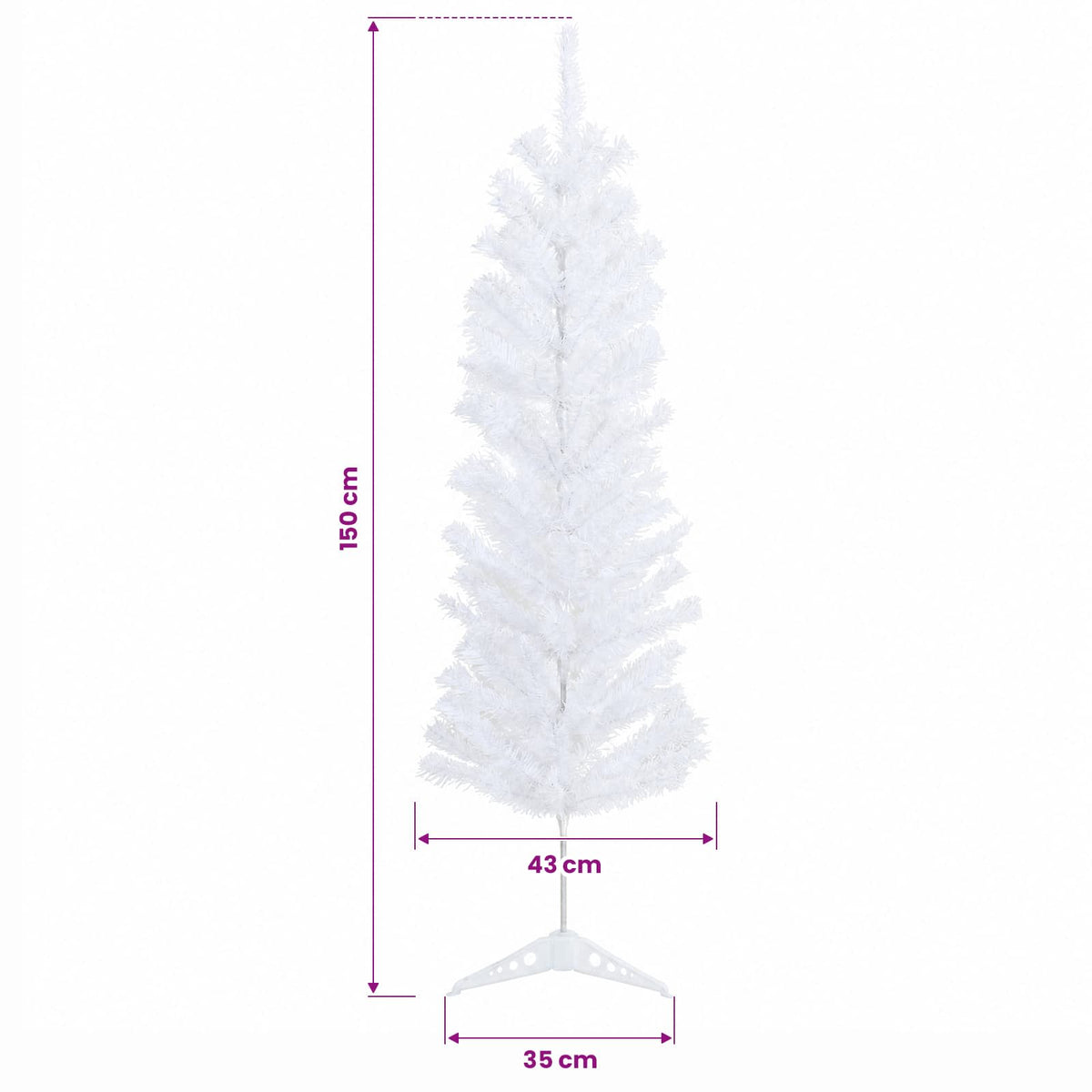 Artificial Slim Christmas Tree 150 cm PVC and Steel White