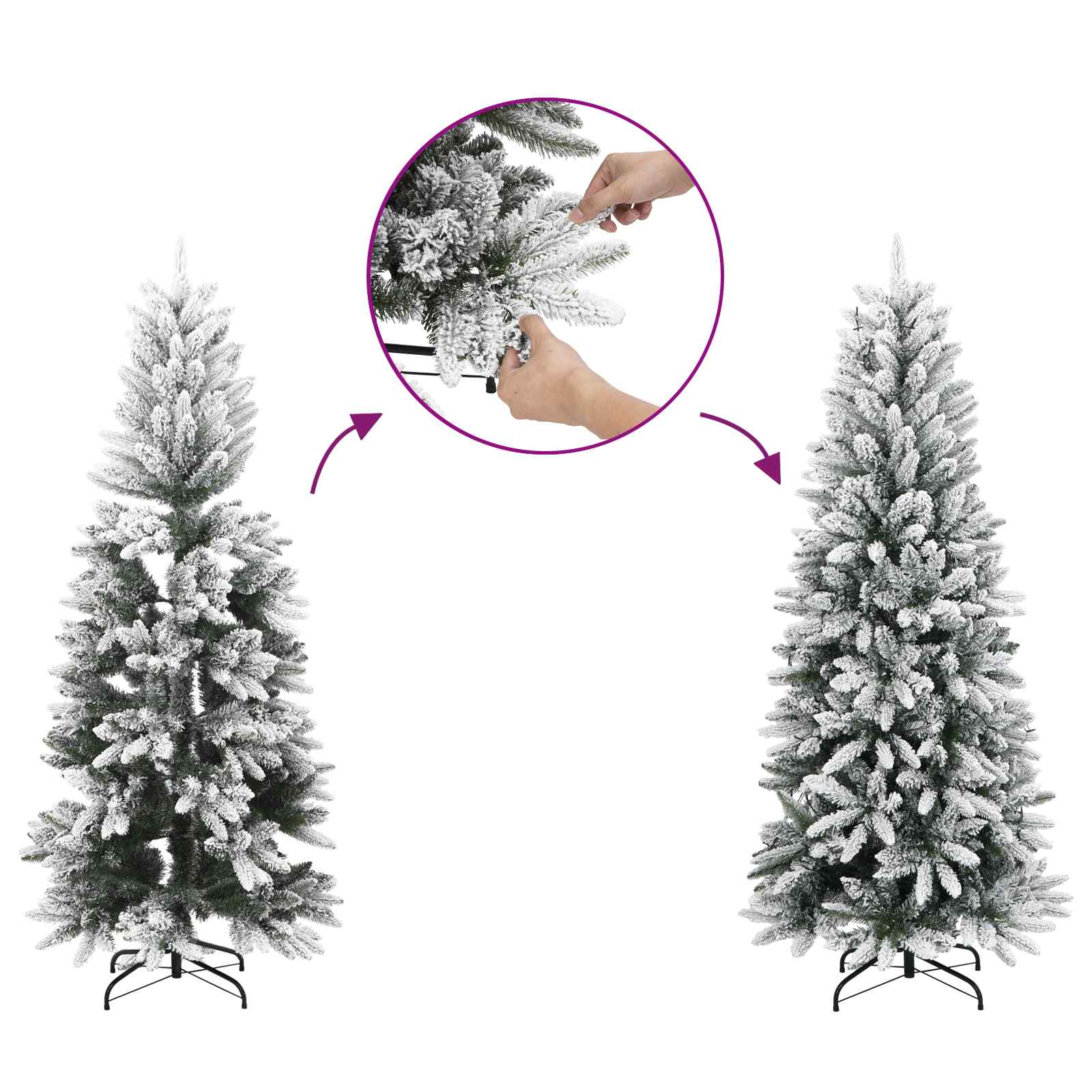 Artificial Slim Christmas Tree 240 cm PVC and Steel White