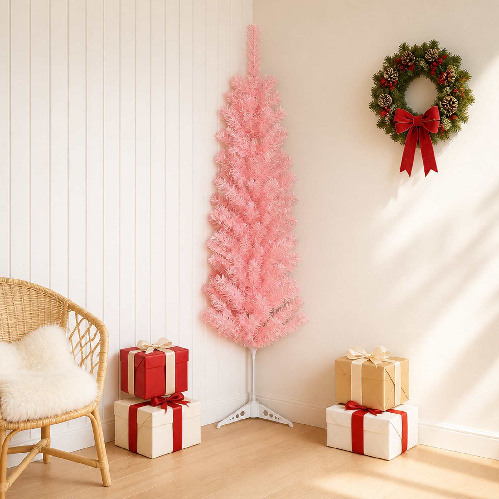 Artificial Slim Christmas Tree 120 cm PVC and Steel Pink
