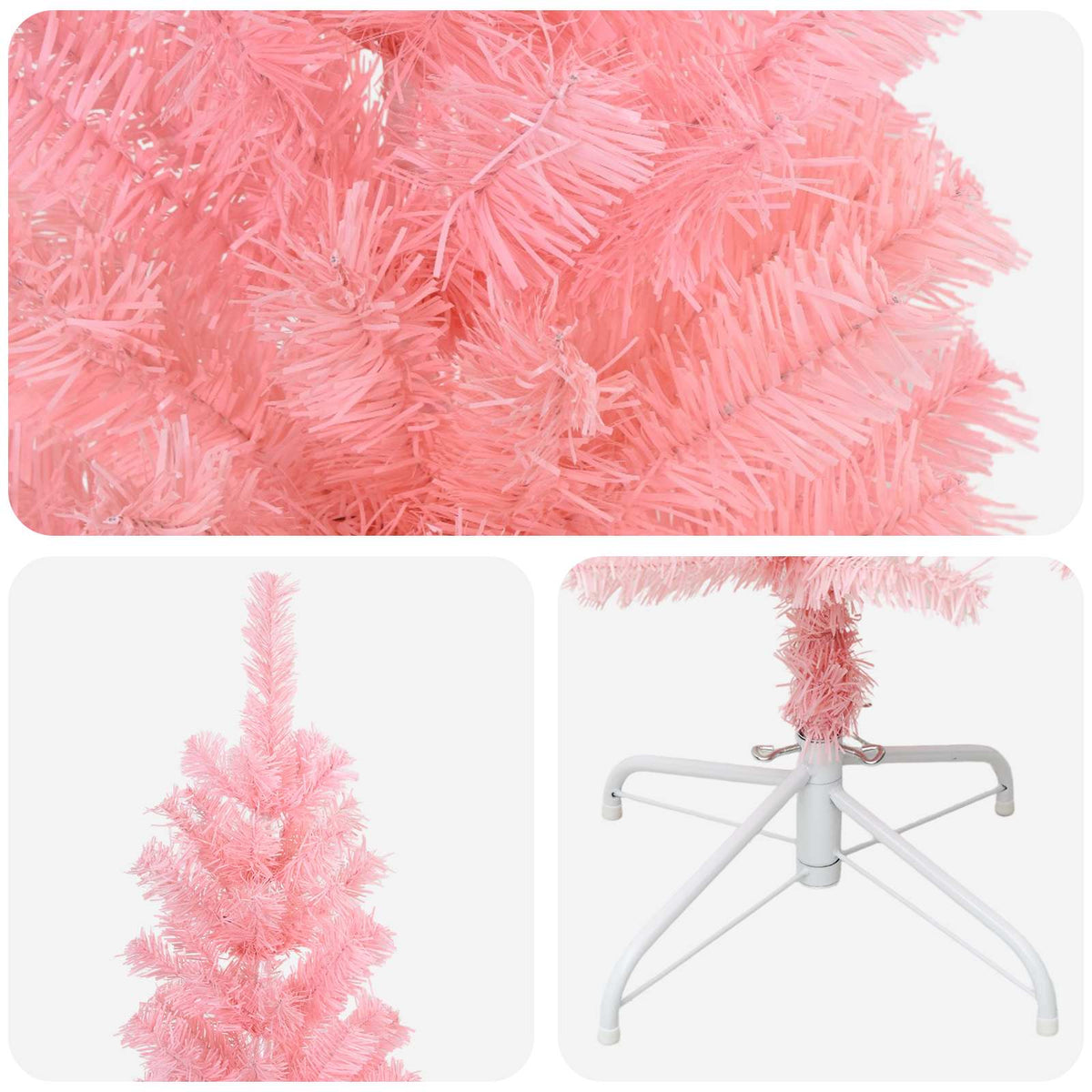 Artificial Slim Christmas Tree 180 cm PVC and Steel Pink