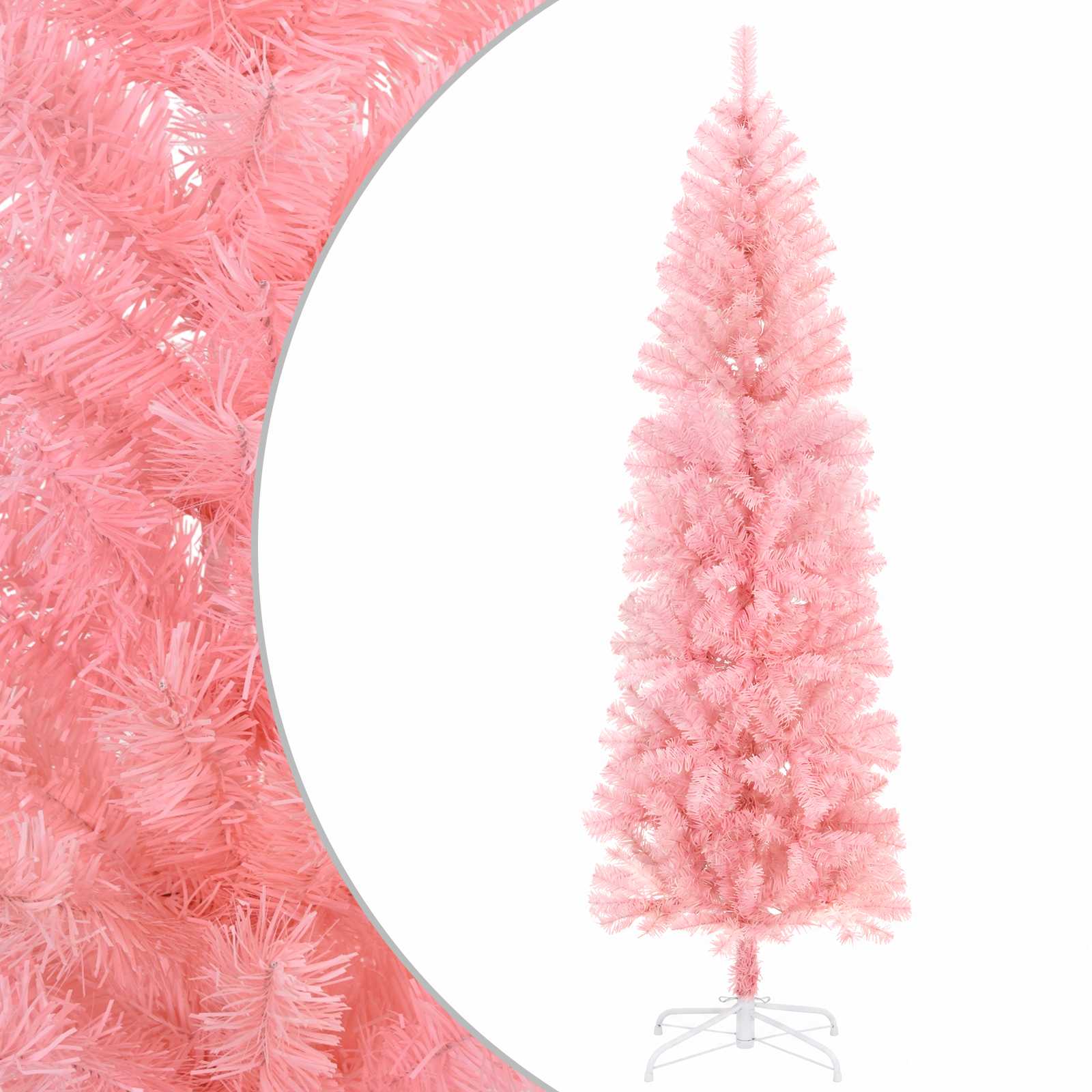 Artificial Slim Christmas Tree 240 cm PVC and Steel Pink