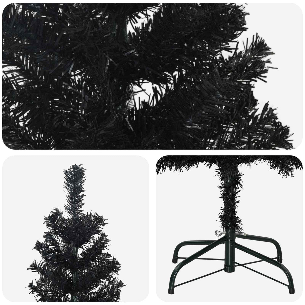 Artificial Slim Christmas Tree 180 cm PVC and Steel Black