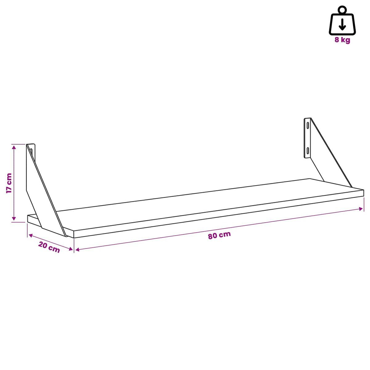 Wall Shelves 2 pcs White 80 x 20 x 17 cm