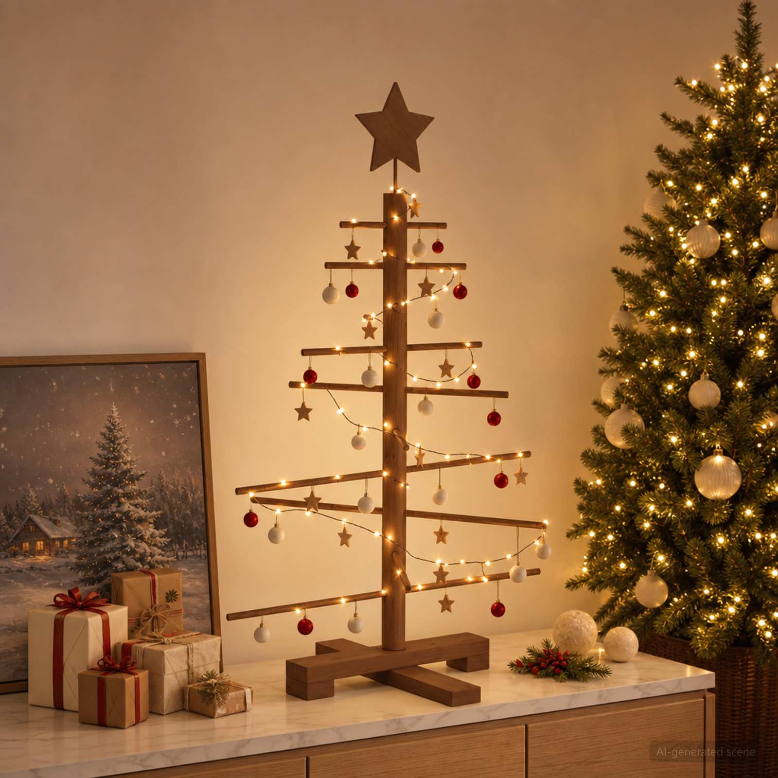 Wooden Christmas Tree KOTKA 75 cm Bamboo and solid pine wood