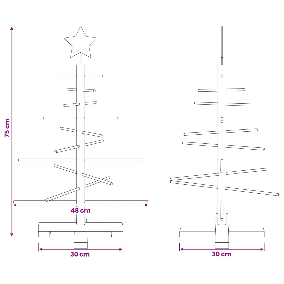 Wooden Christmas Tree KOTKA 75 cm Bamboo and solid pine wood