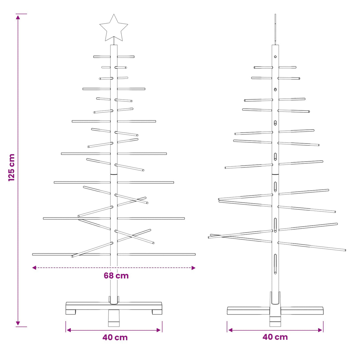 Wooden Christmas Tree KOTKA 125 cm Bamboo and solid pine wood