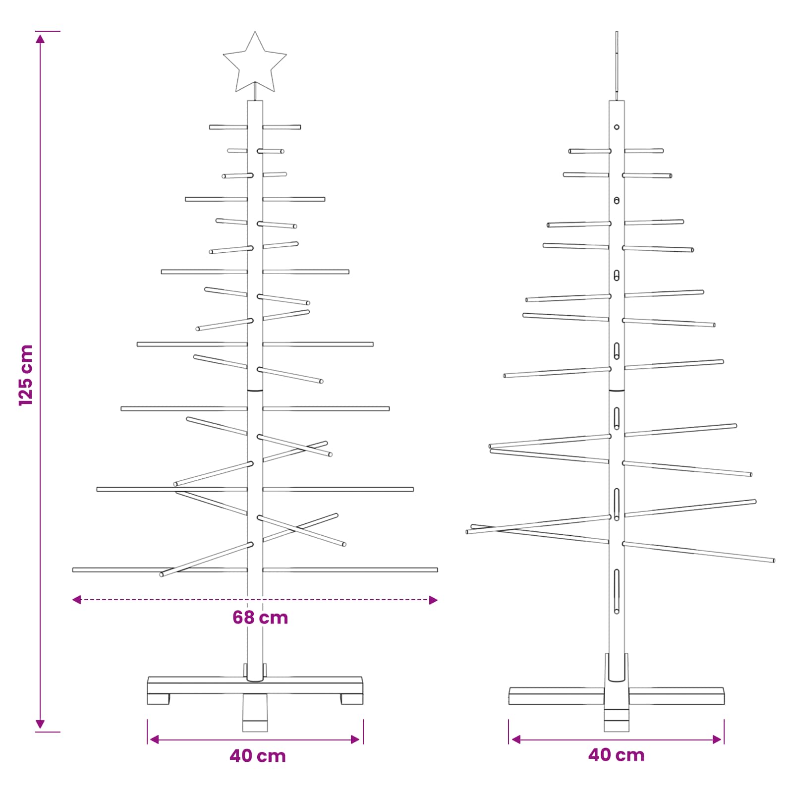 Wooden Christmas Tree KOTKA 125 cm Bamboo and solid pine wood