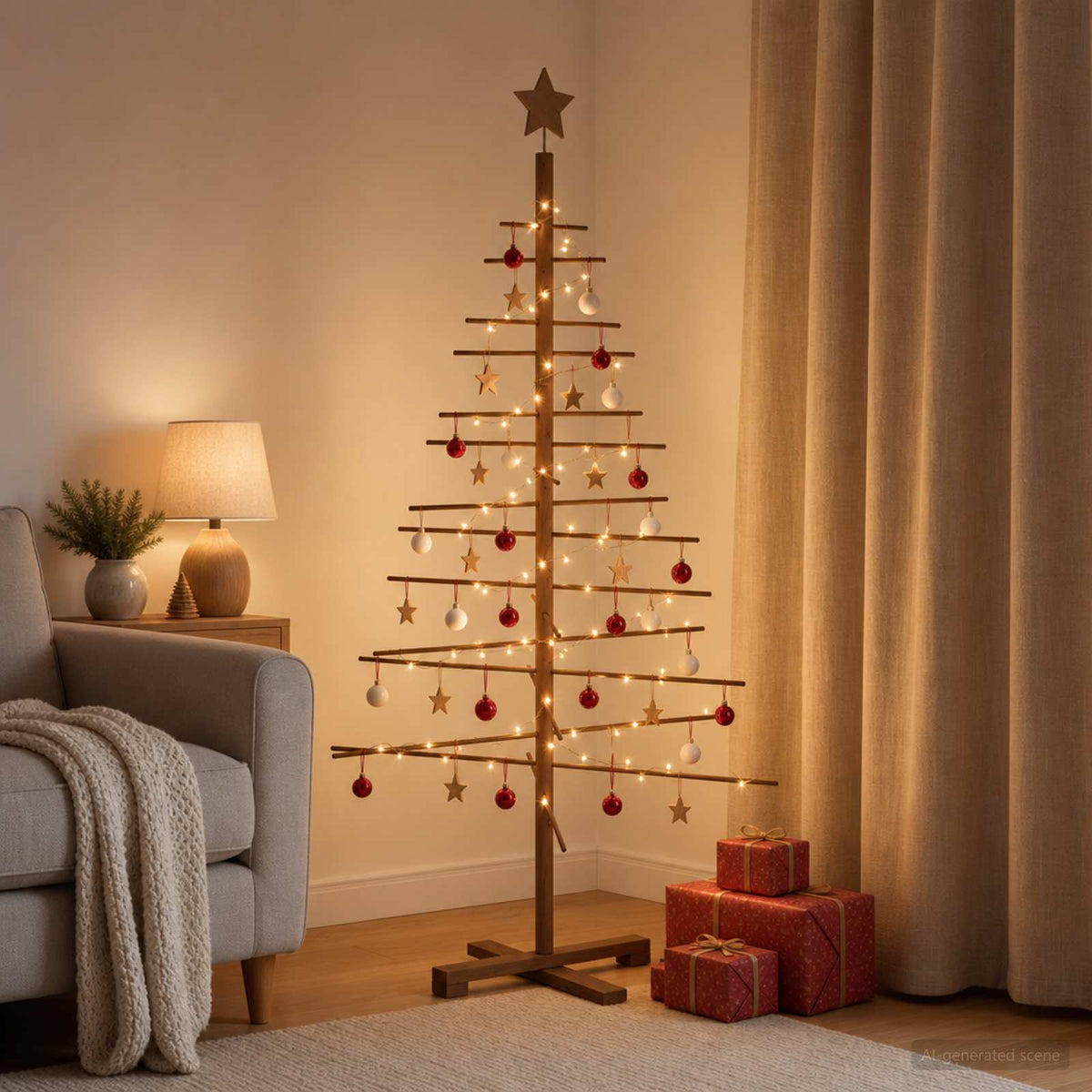 Wooden Christmas Tree KOTKA 150 cm Bamboo and solid pine wood