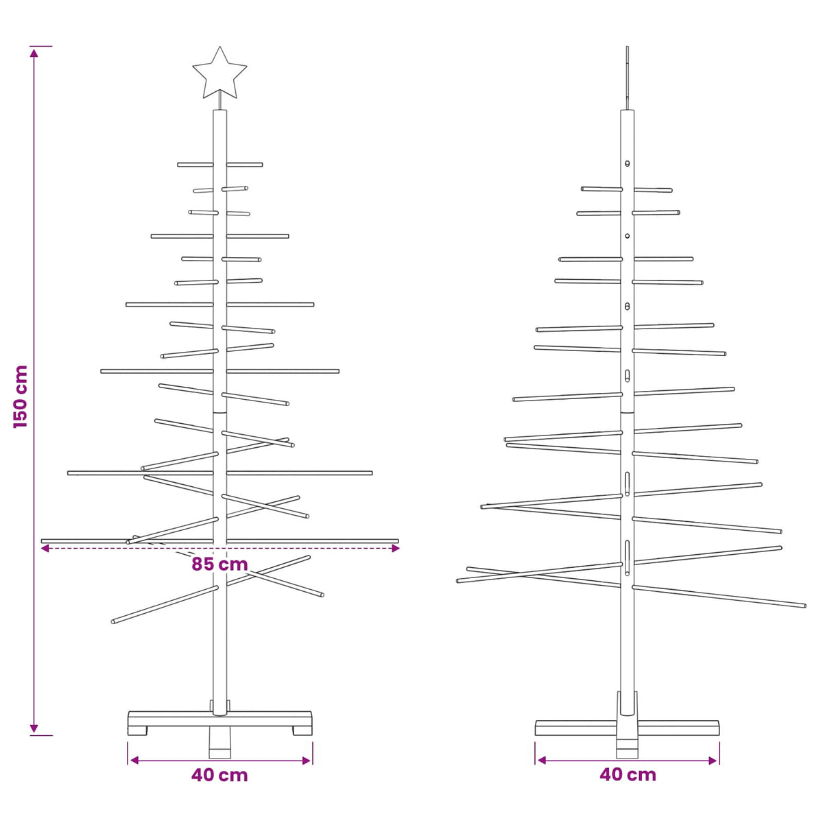 Wooden Christmas Tree KOTKA 150 cm Bamboo and solid pine wood