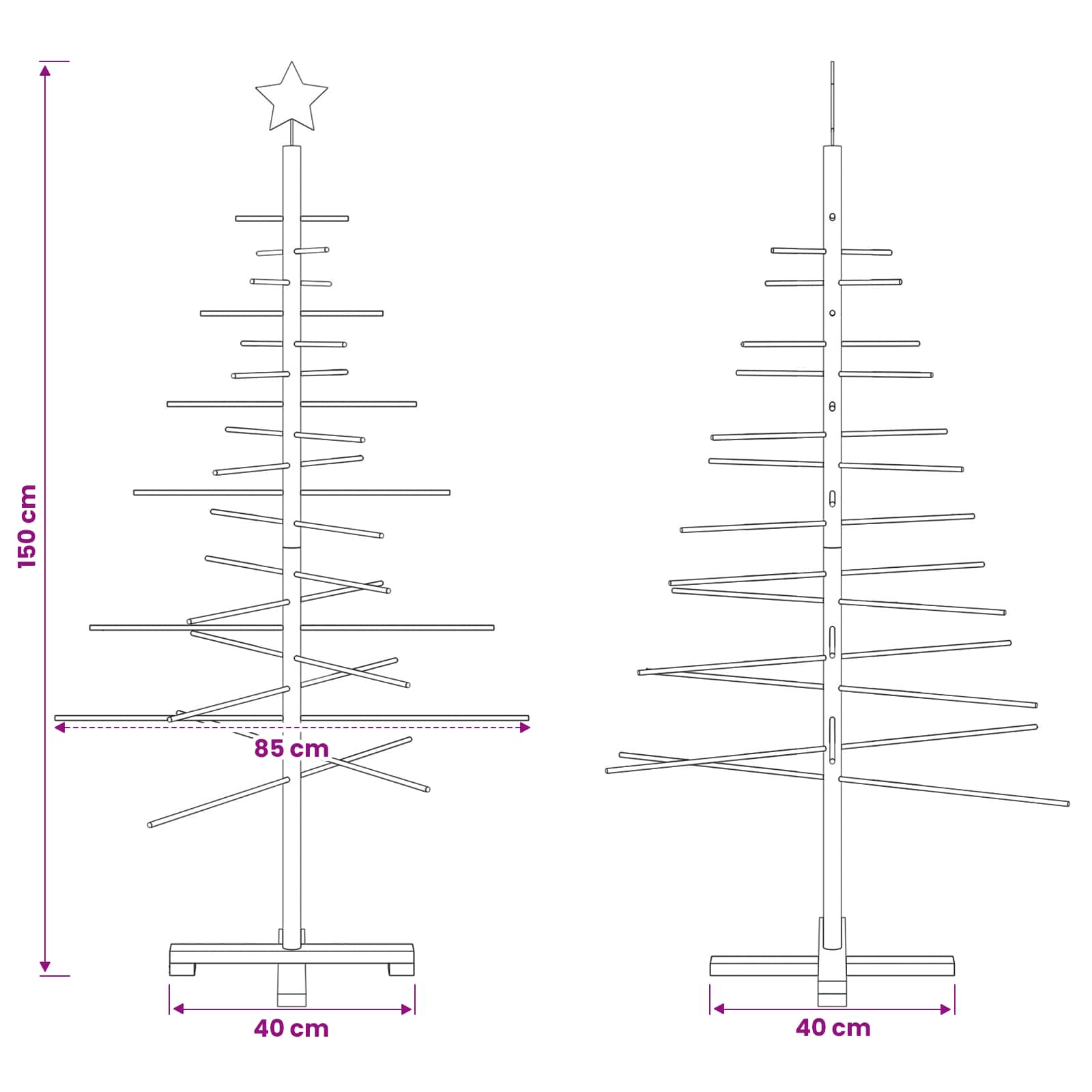 Wooden Christmas Tree KOTKA 150 cm Bamboo and solid pine wood