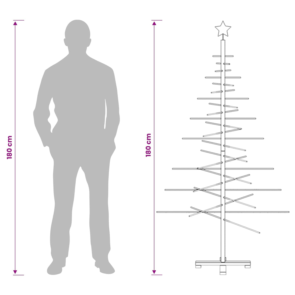 Wooden Christmas Tree KOTKA 180 cm Bamboo and solid pine wood