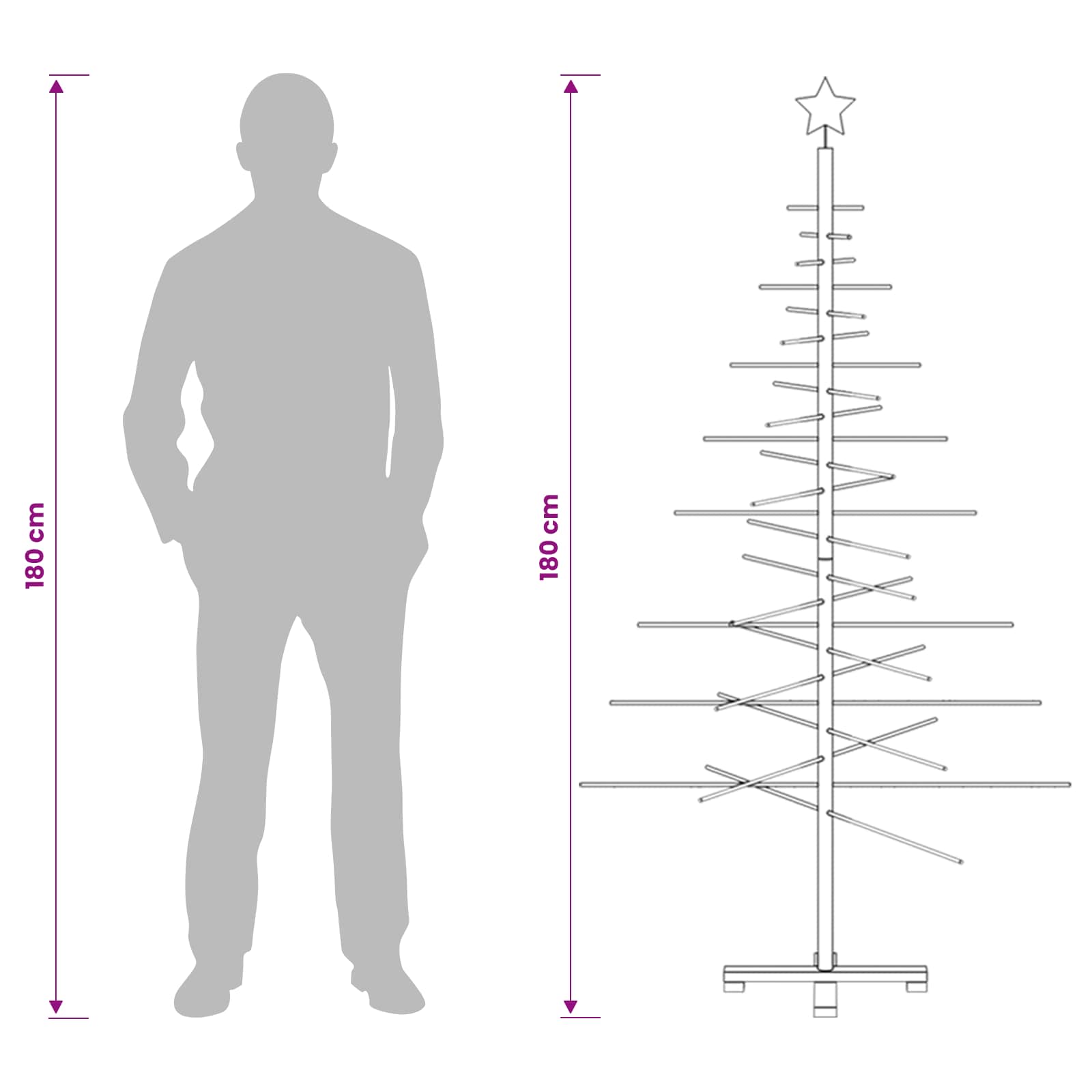 Wooden Christmas Tree KOTKA 180 cm Bamboo and solid pine wood