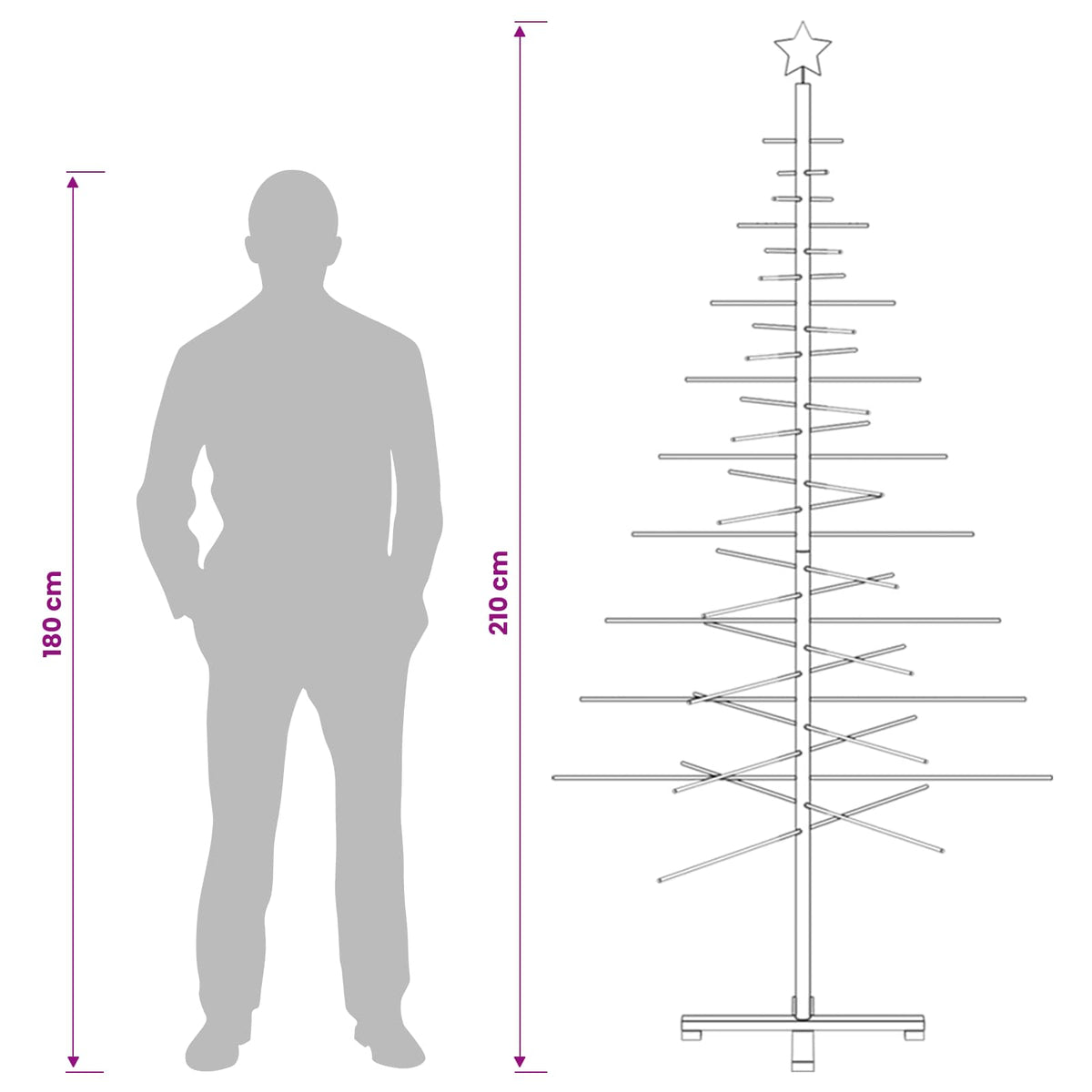 Wooden Christmas Tree KOTKA 210 cm Bamboo and solid pine wood