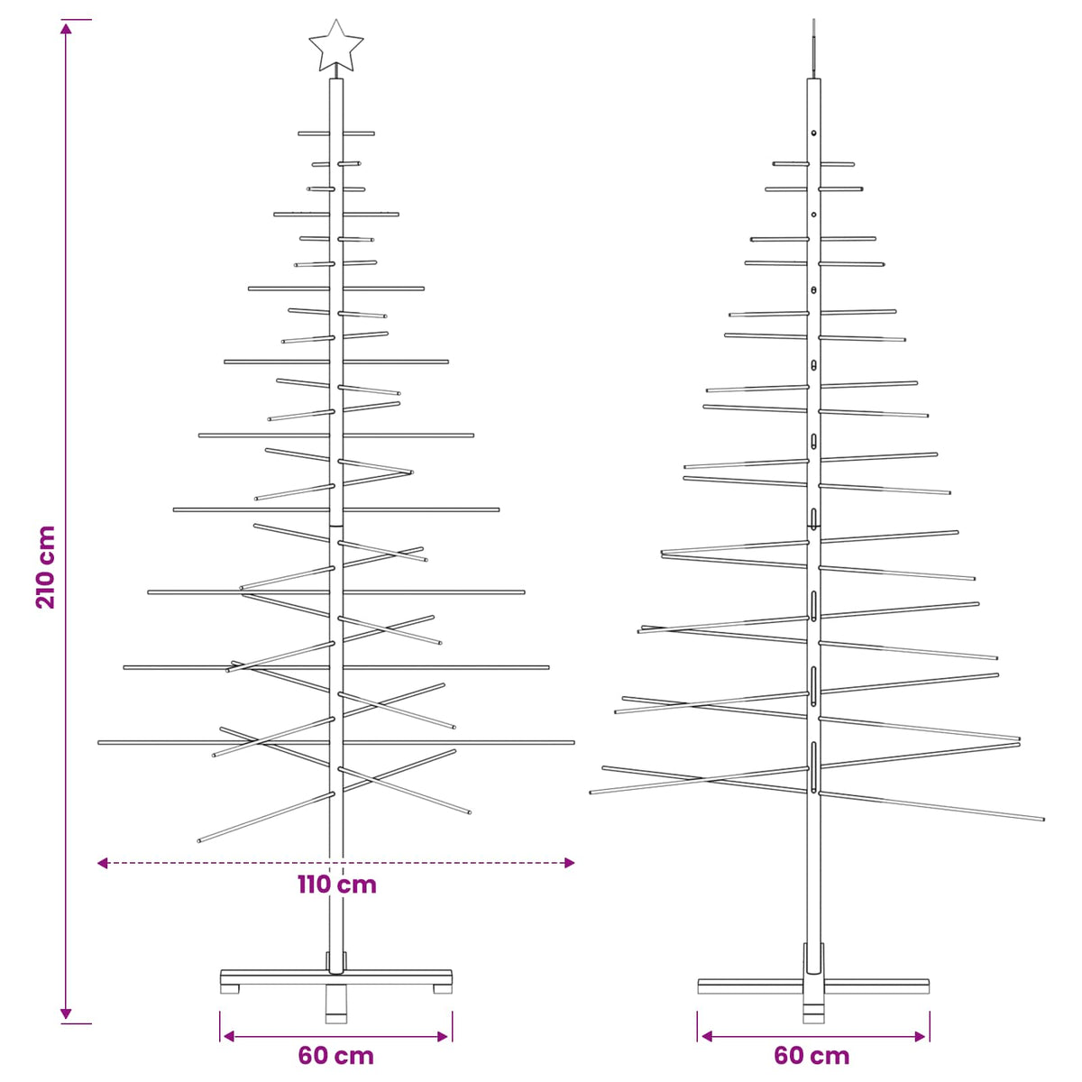 Wooden Christmas Tree KOTKA 210 cm Bamboo and solid pine wood