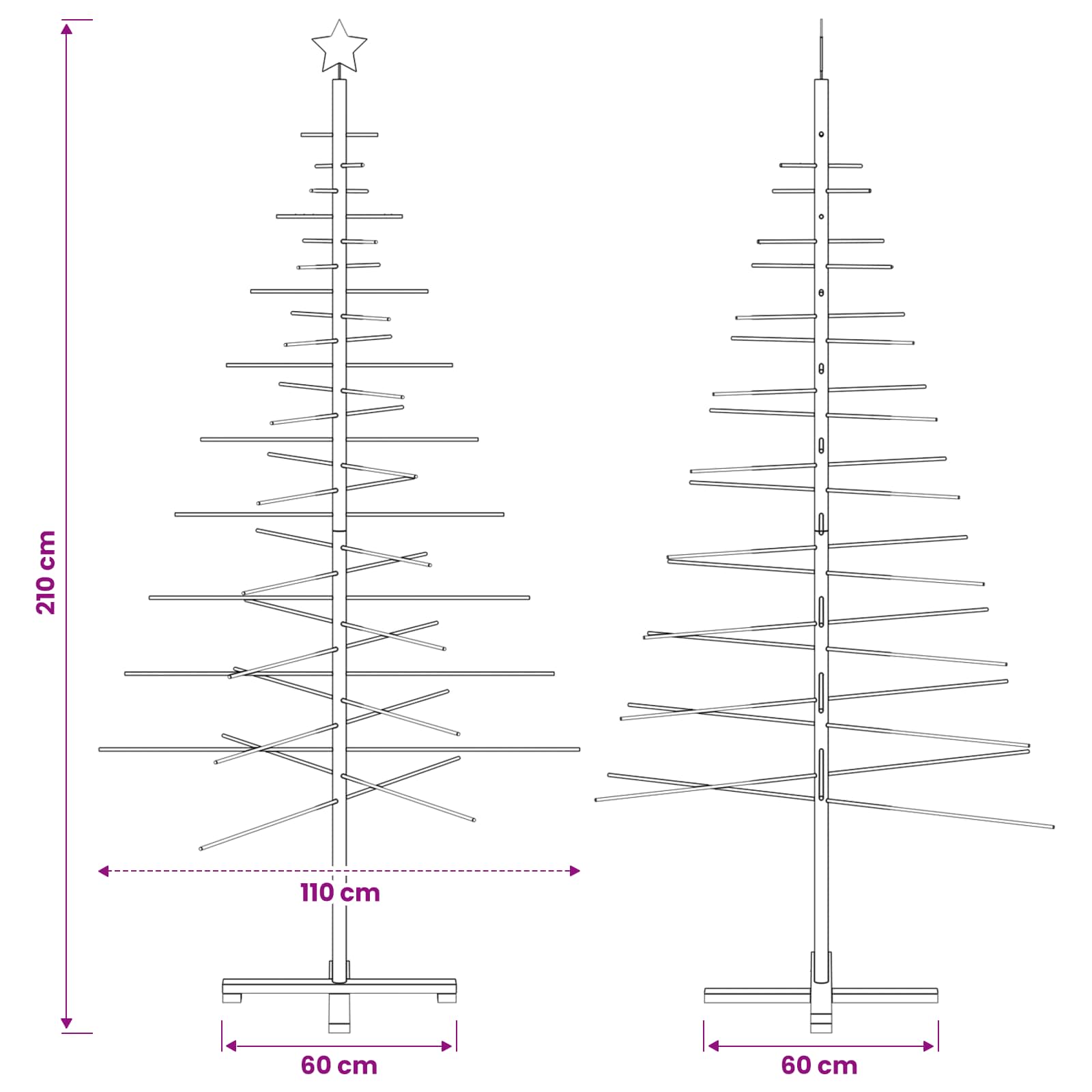 Wooden Christmas Tree KOTKA 210 cm Bamboo and solid pine wood