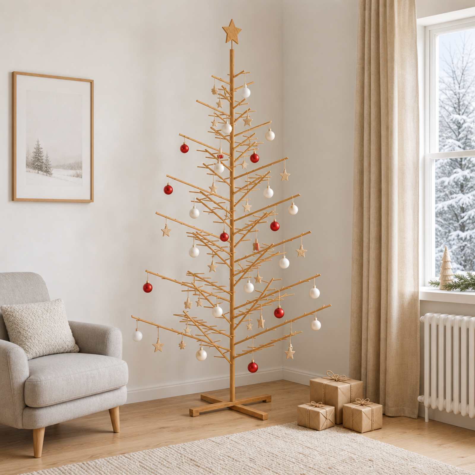 Wooden Christmas Tree KOTKA 240 cm Bamboo and solid pine wood