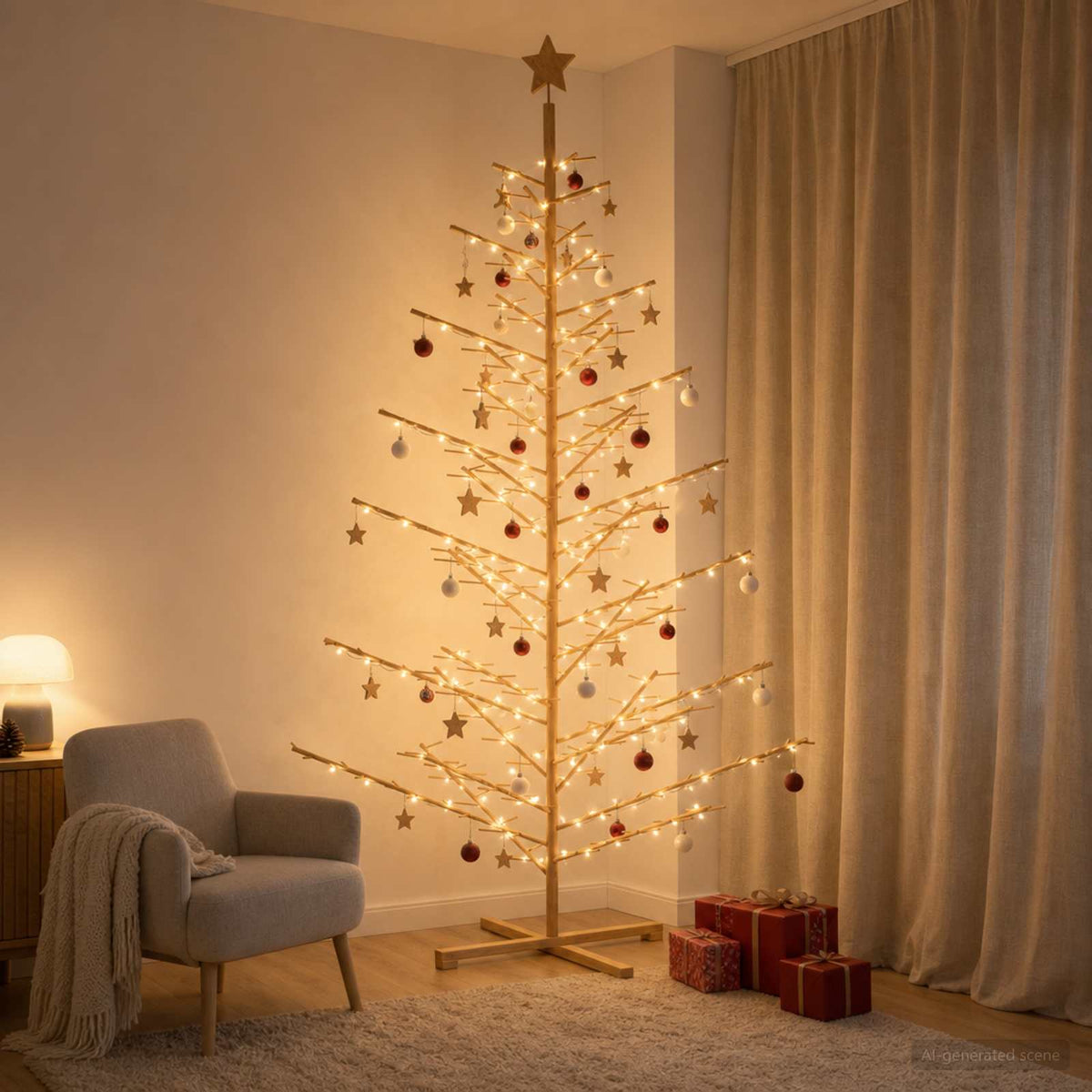 Wooden Christmas Tree KOTKA 240 cm Bamboo and solid pine wood