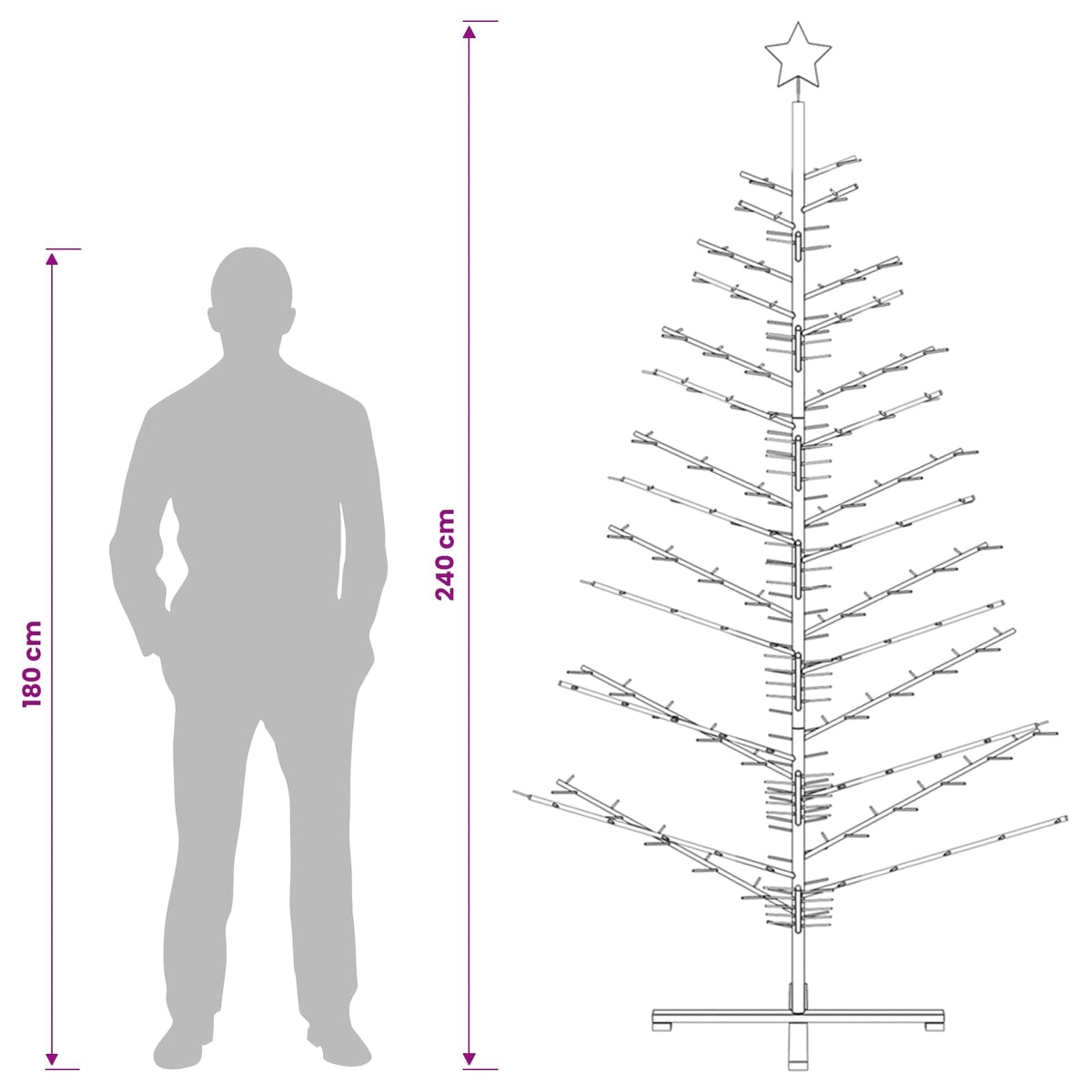 Wooden Christmas Tree KOTKA 240 cm Bamboo and solid pine wood