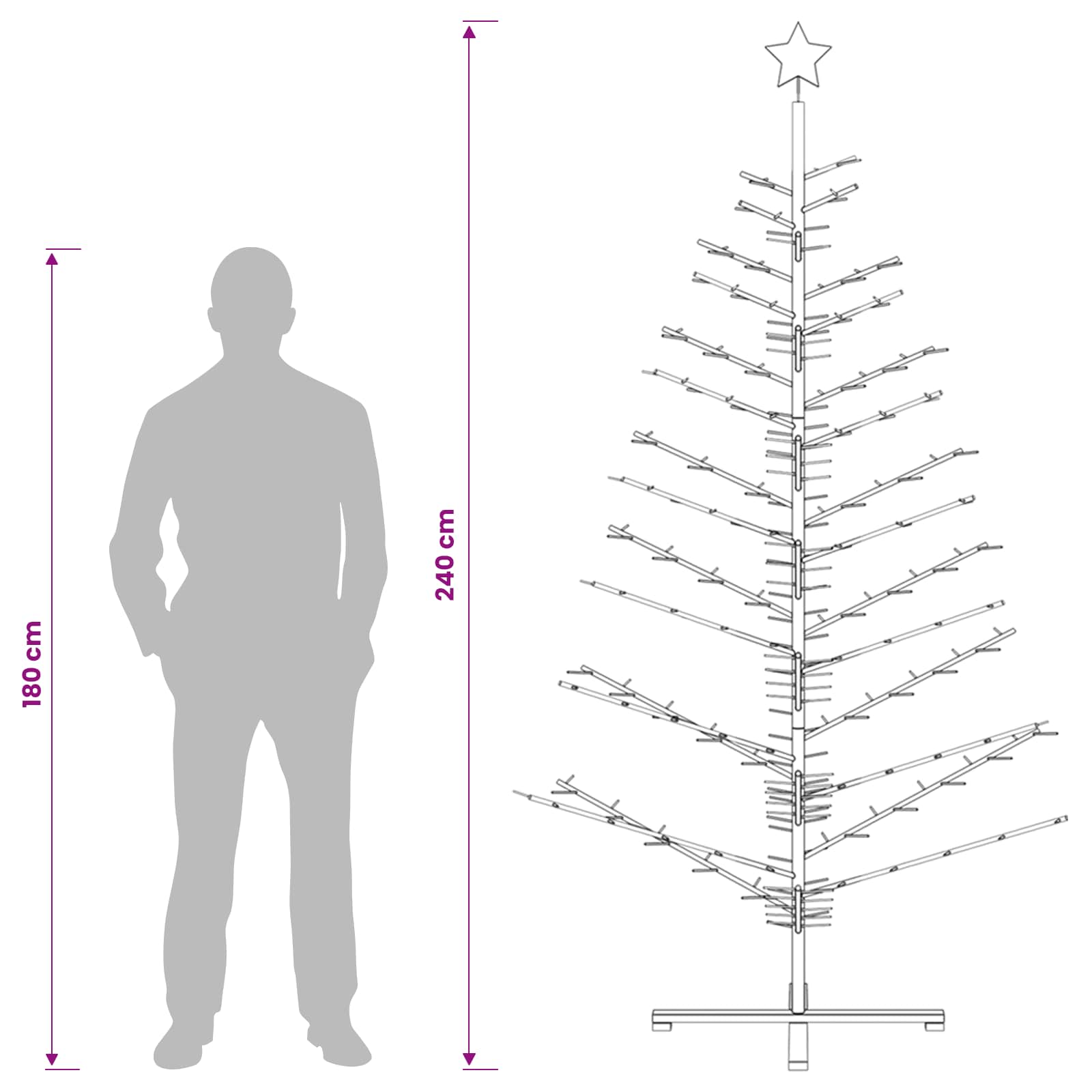 Wooden Christmas Tree KOTKA 240 cm Bamboo and solid pine wood
