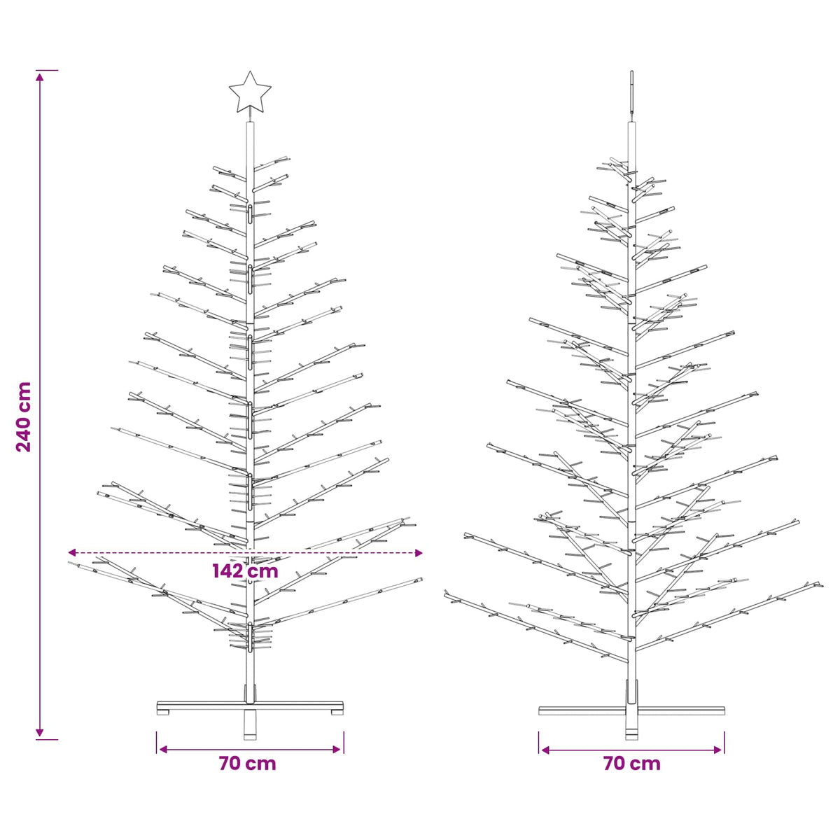 Wooden Christmas Tree KOTKA 240 cm Bamboo and solid pine wood