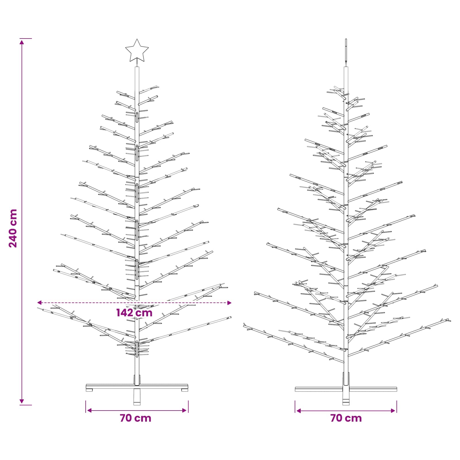Wooden Christmas Tree KOTKA 240 cm Bamboo and solid pine wood