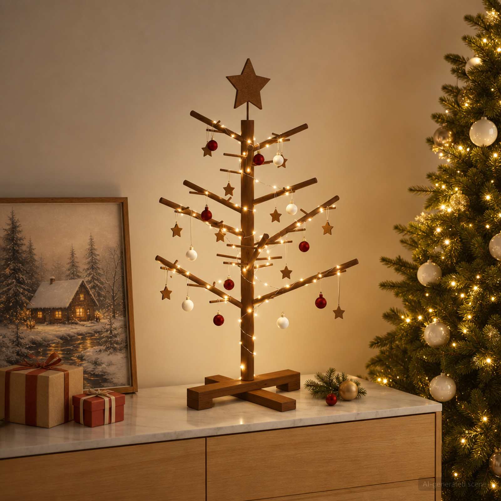 Wooden Christmas Tree KOTKA 75 cm Bamboo and solid pine wood