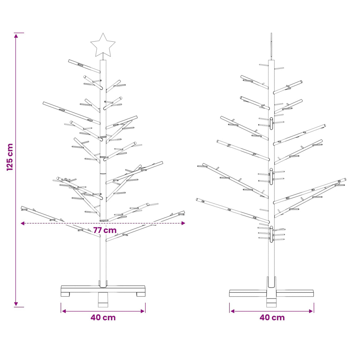 Wooden Christmas Tree KOTKA 125 cm Bamboo and solid pine wood