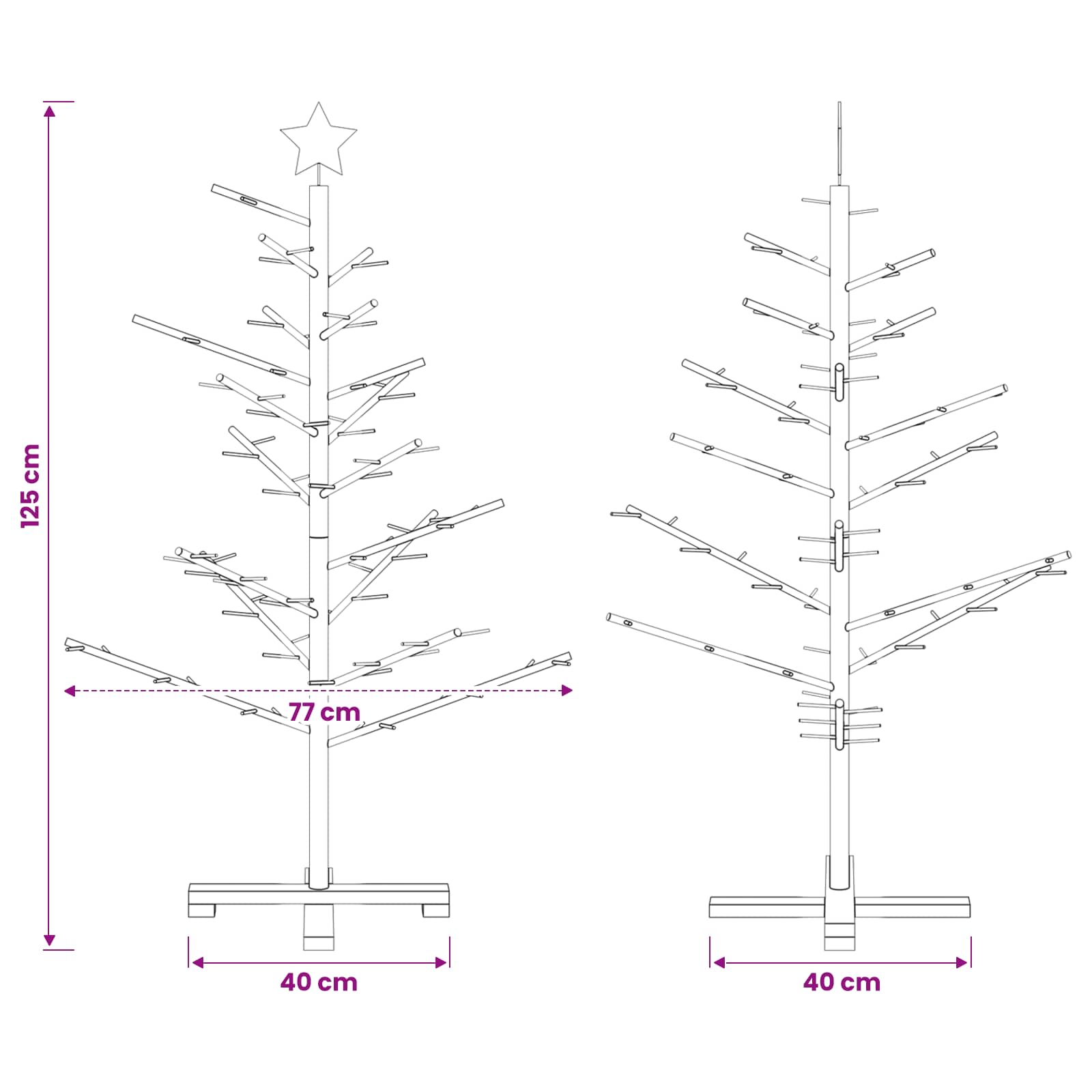 Wooden Christmas Tree KOTKA 125 cm Bamboo and solid pine wood