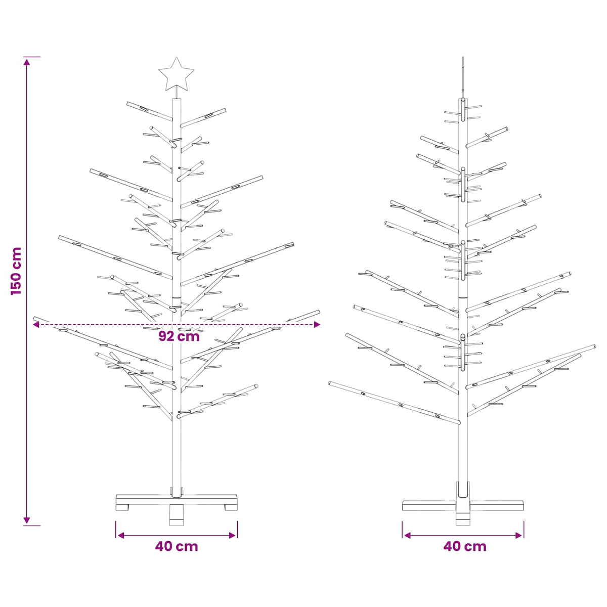 Wooden Christmas Tree KOTKA 150 cm Bamboo and solid pine wood