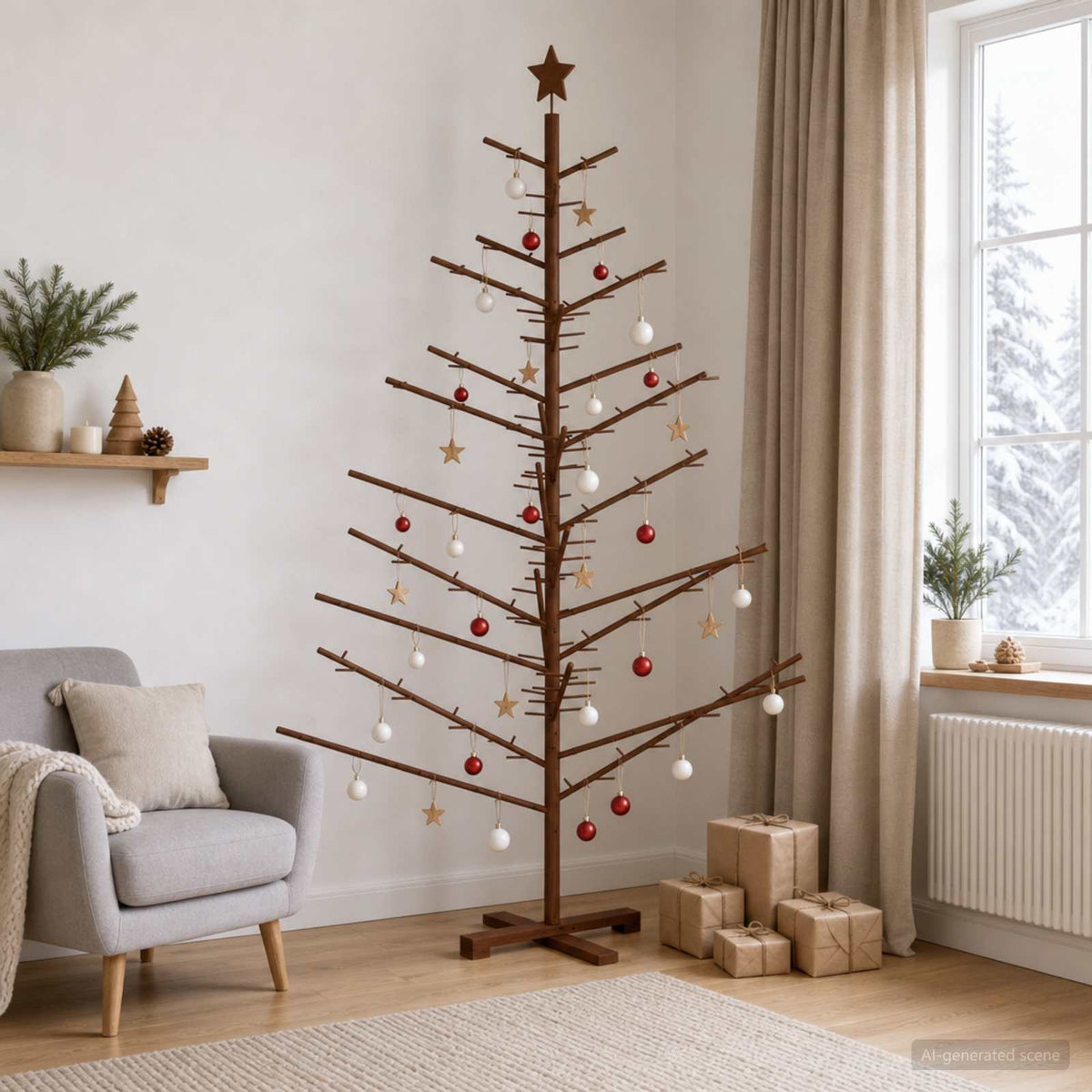Wooden Christmas Tree KOTKA 180 cm Bamboo and solid pine wood