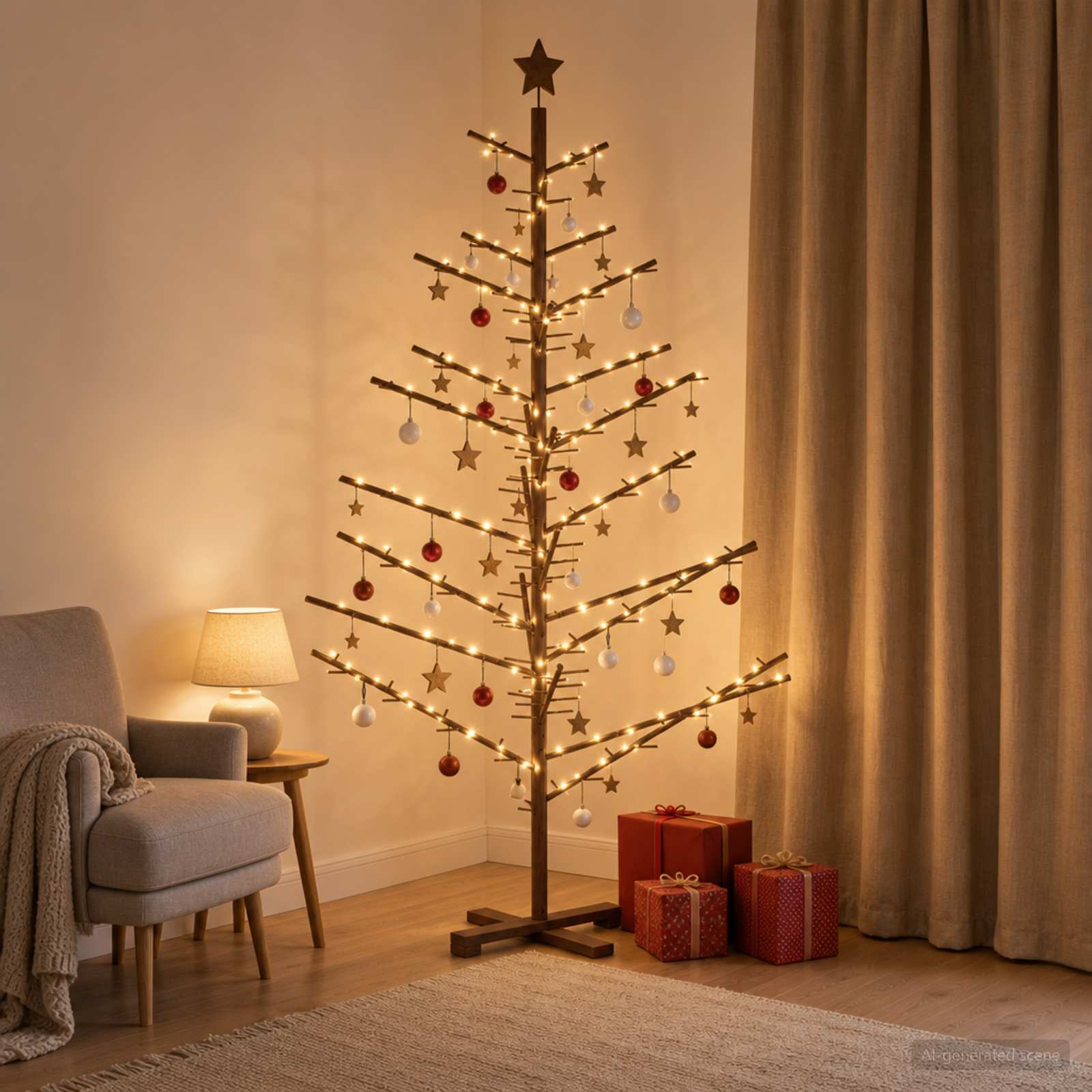 Wooden Christmas Tree KOTKA 180 cm Bamboo and solid pine wood