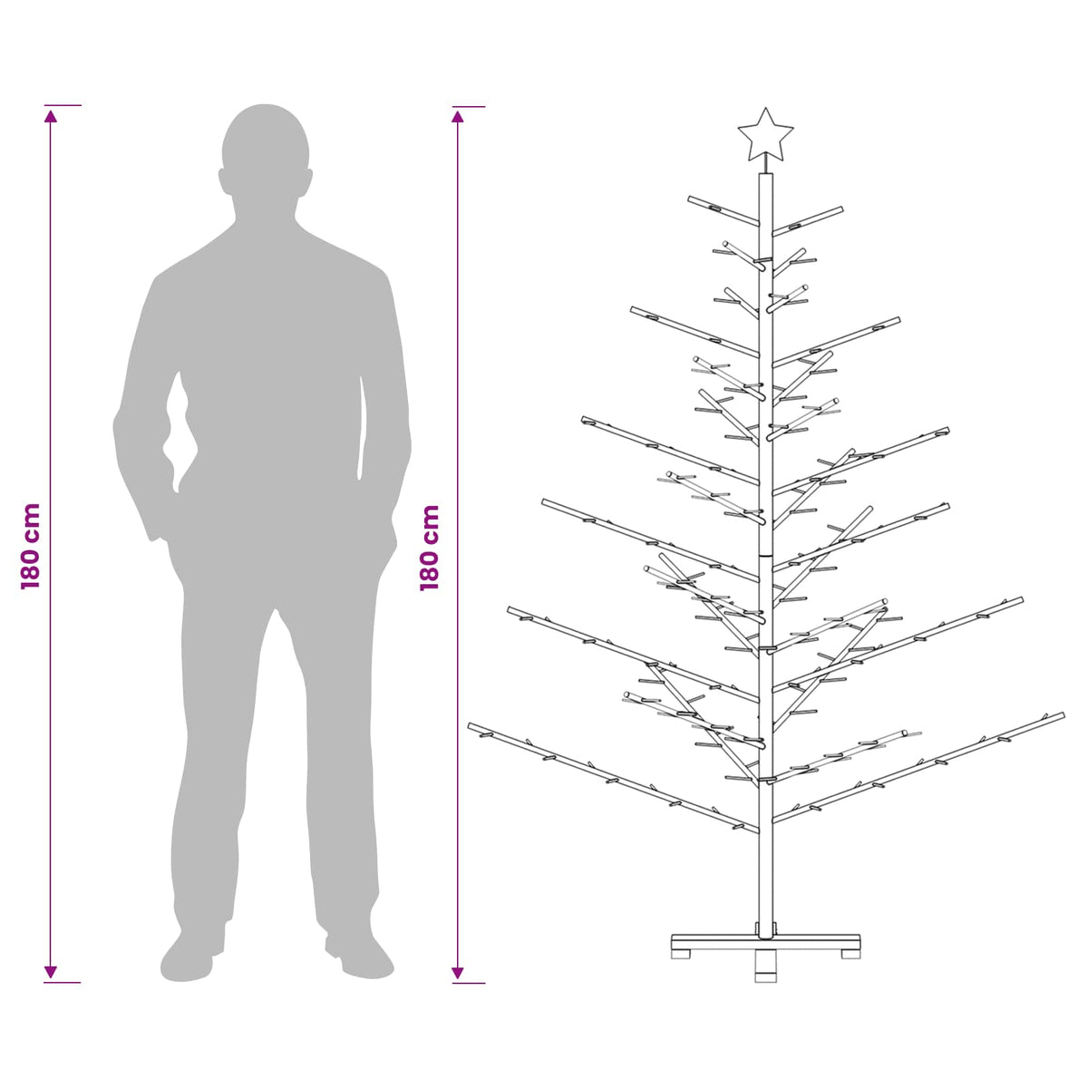 Wooden Christmas Tree KOTKA 180 cm Bamboo and solid pine wood