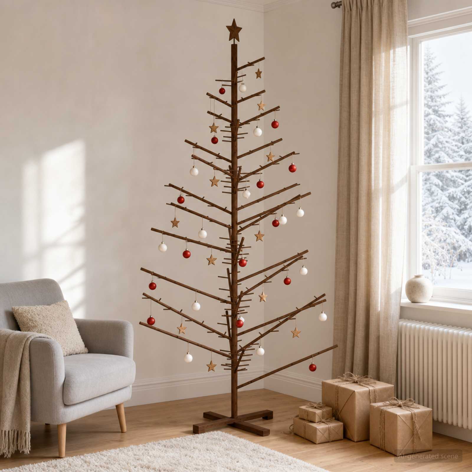 Wooden Christmas Tree KOTKA 210 cm Bamboo and solid pine wood